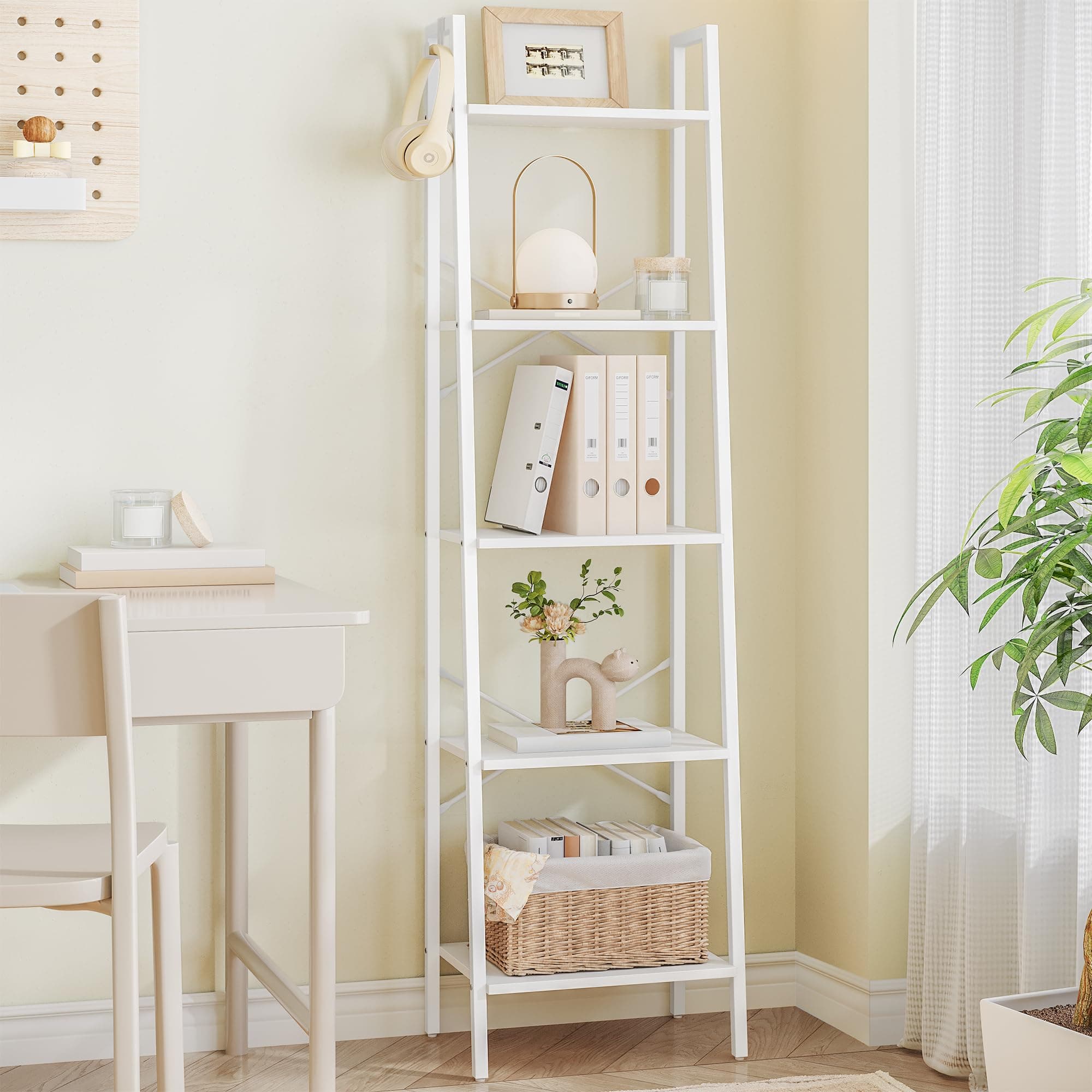 Hzuaneri Ladder Shelf,Bookshelf Bookcase,Freestanding Corner Storage Shelve
