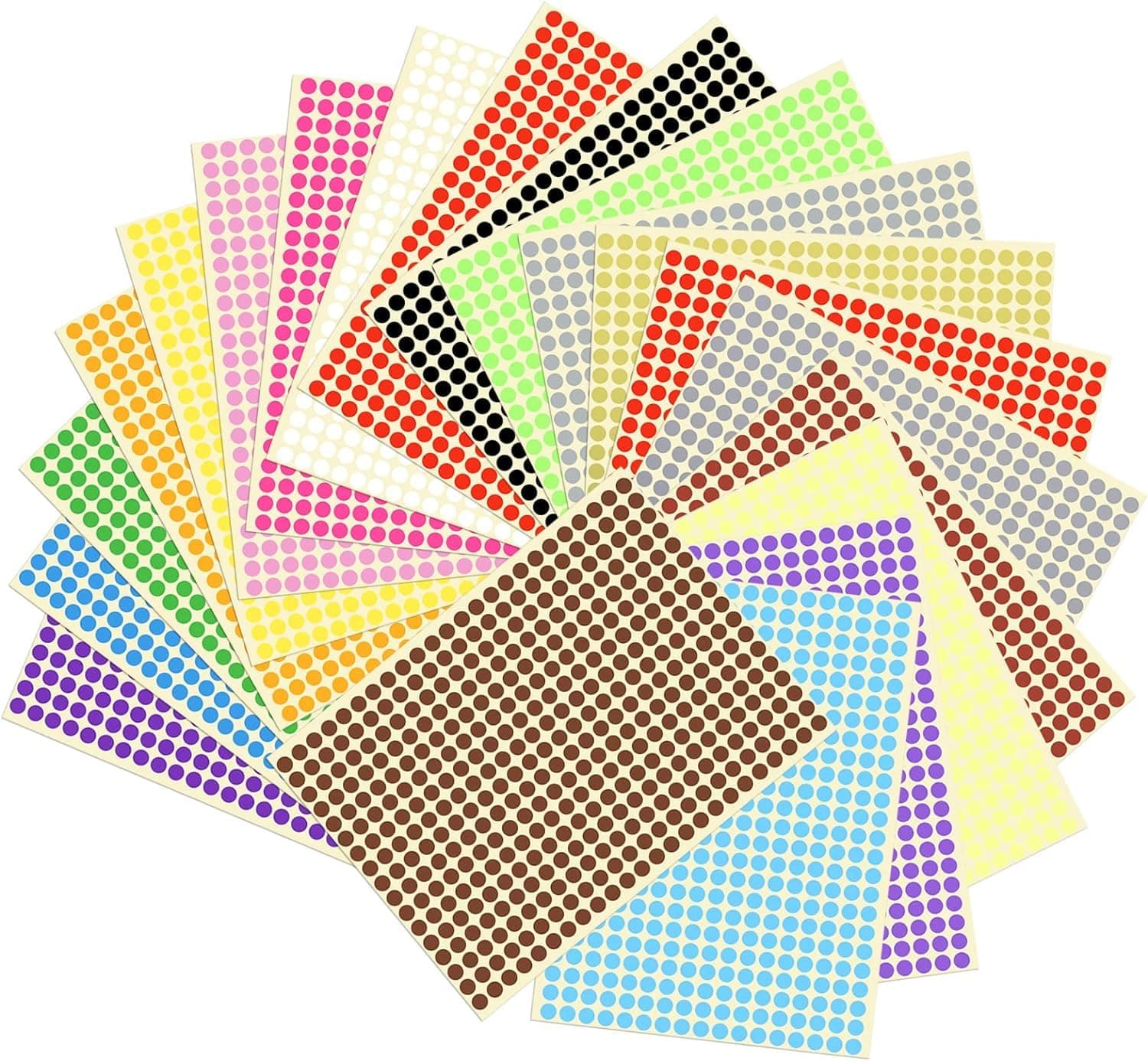 Small Circle Dot Stickers, 32 Sheets Round Colored Dot Stickers 6mm Colour Coding Labels for Office Classroom Organization (16 Colors)
