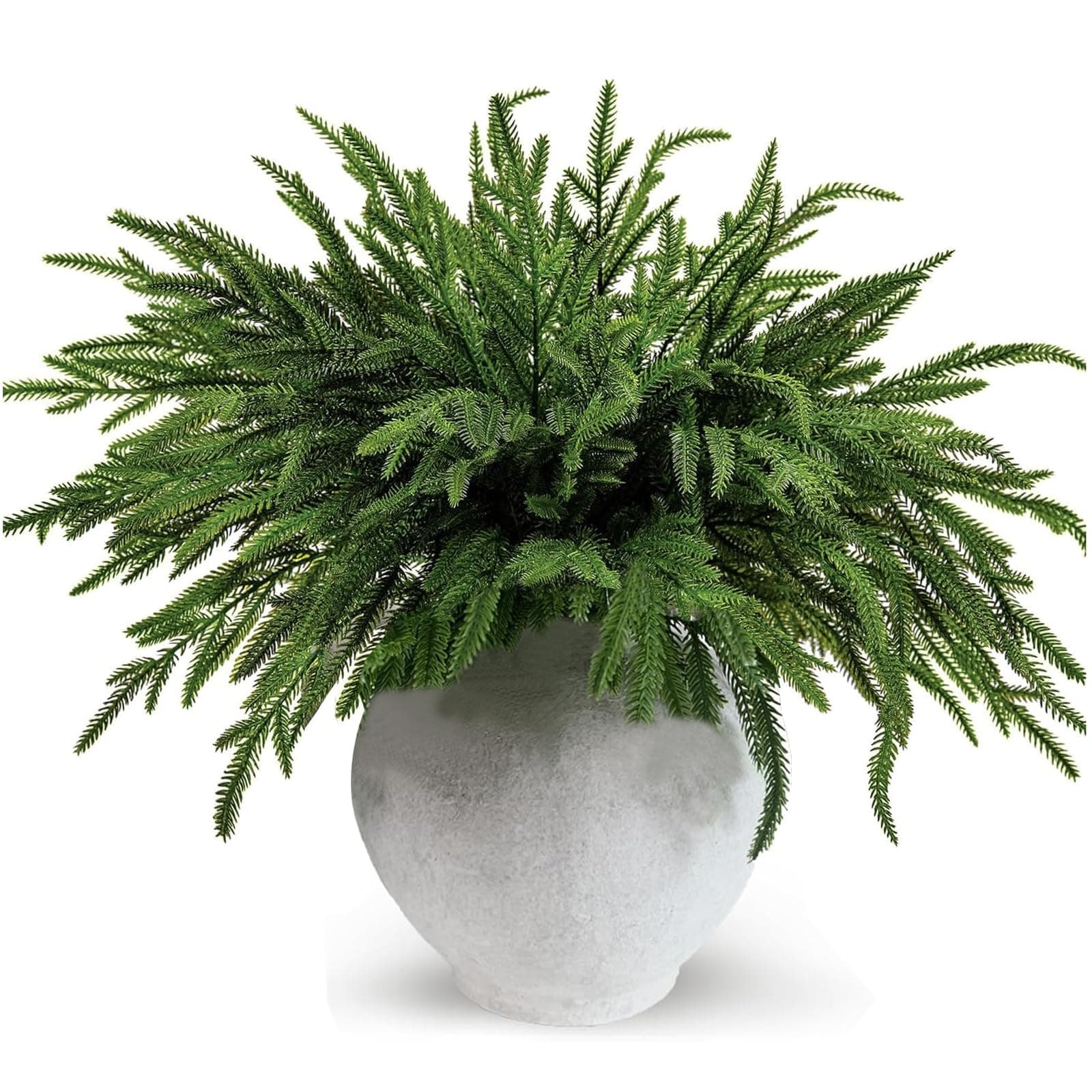 WKTRSM 12 Pcs Christmas Norfolk Pine Branches, Artificial Pine Branches Norfolk Pine Stems DIY Crafts Faux Christmas Greenery Stems for Xmas Indoor Outdoor Home Decor (18 Inches)