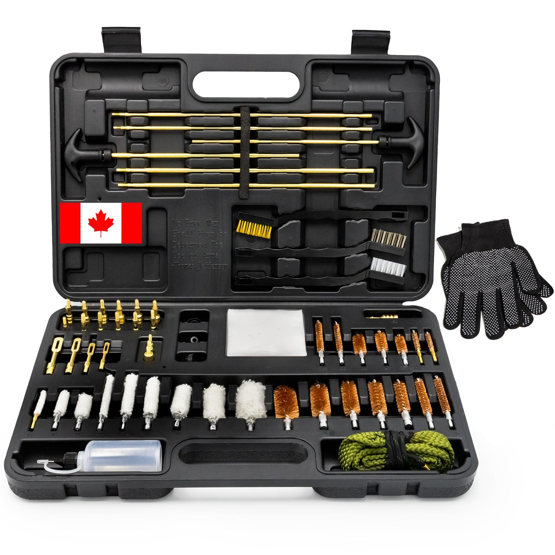 Elite Universal Gun Cleaning Kit for All Guns, Gun Brushes for Pistol Handgun Shotgun Rifle, Durable Brass Rods, 9mm Bore Rope, Oil Bottle, Brushes, Brass Jags, Carrying Case Gun Accessories for Men