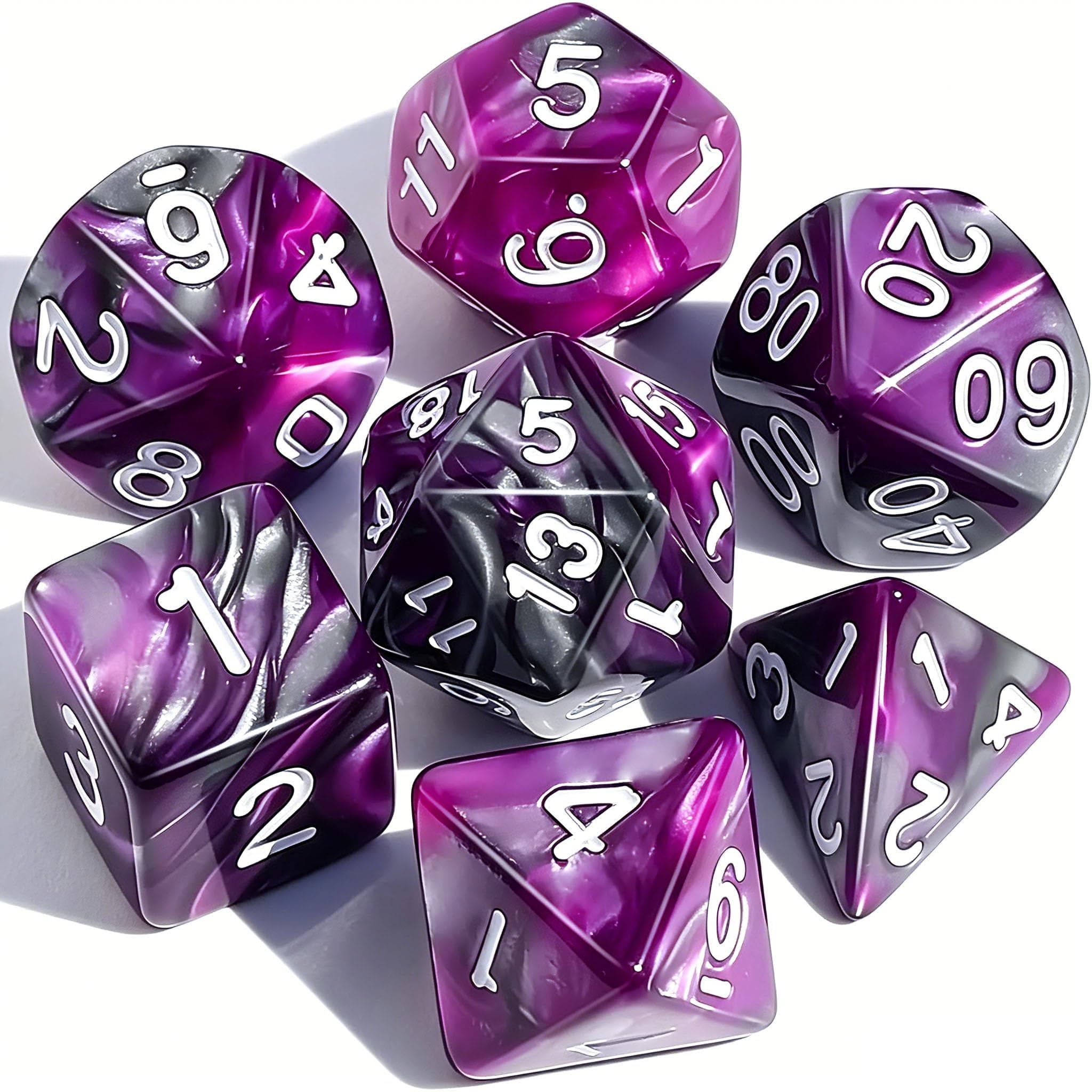 CiaraQ 7pcs Polyhedral Dice Set for Dungeon and Dragons MTG Table Games