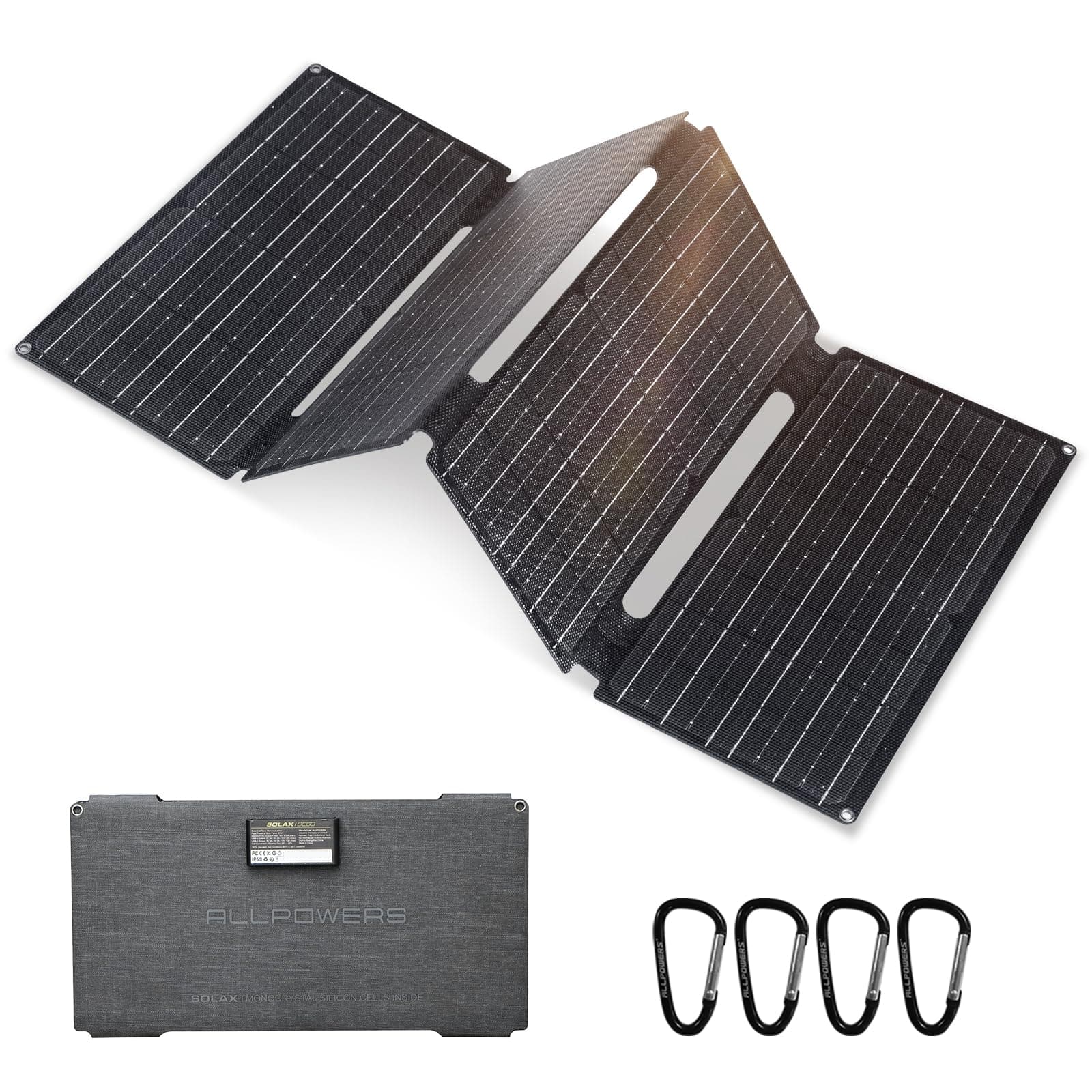 ALLPOWERS SE60 Portable Solar Panel 60W, IP68 Waterproof Solar Charger for Portable Power Station, Foldable Solar Panel kit, Solar Generator for Laptops, Phones, Camping, Hiking, Outdoor, Balcony