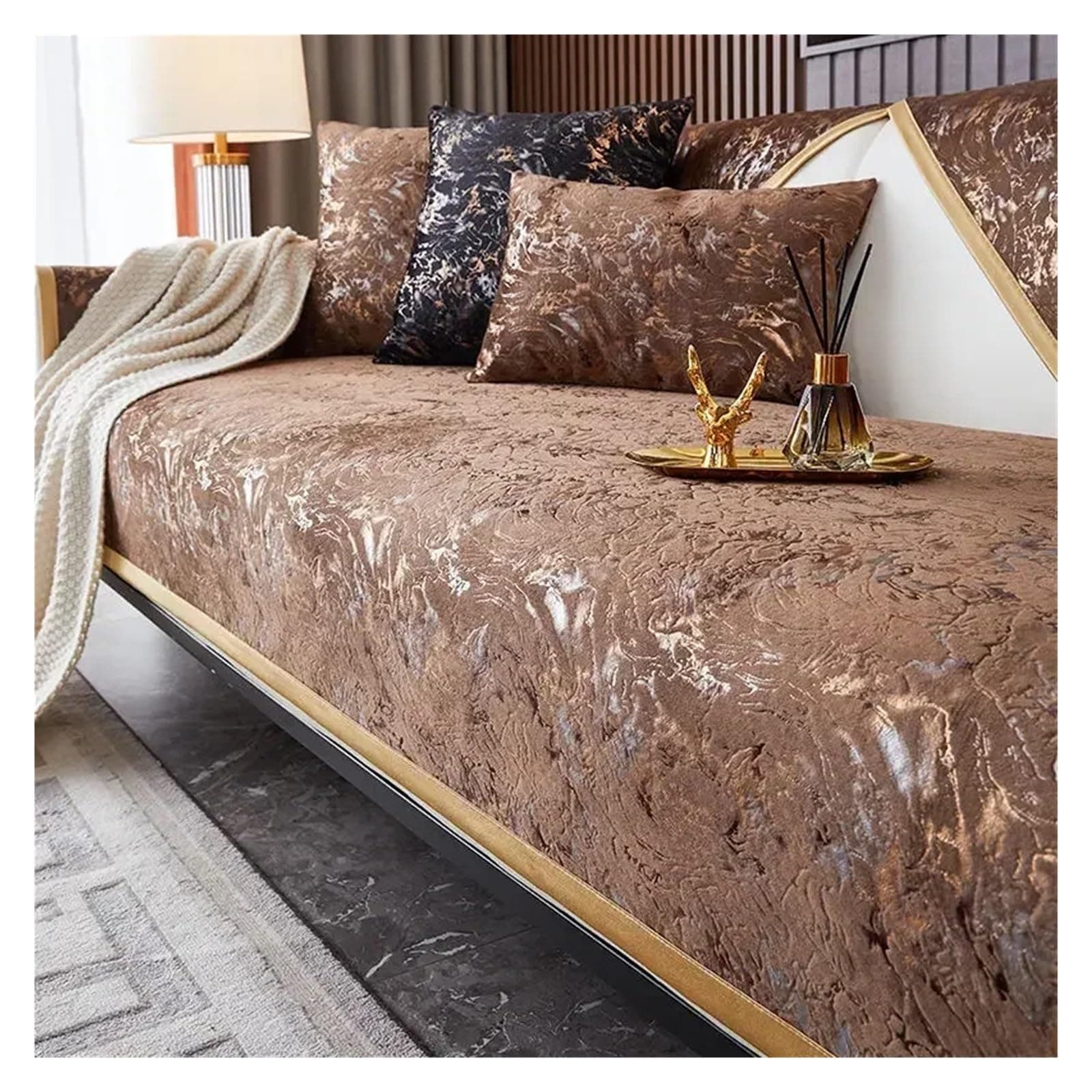 AYJUUFO Vintage Sofa Cover Short Plush Bronzing Non-Slip Sofa Towel Sofa Cushions Seat Couch Cover Living Room Decor Household Dust Mat(Color 14,90x240cm 1pcs)