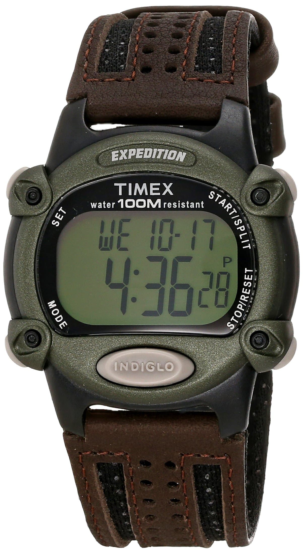 Timex Expedition Digital Chrono Alarm Timer 39mm Watch, Brown/Black/Green, One Size, Expedition Chrono Alarm Timer Full