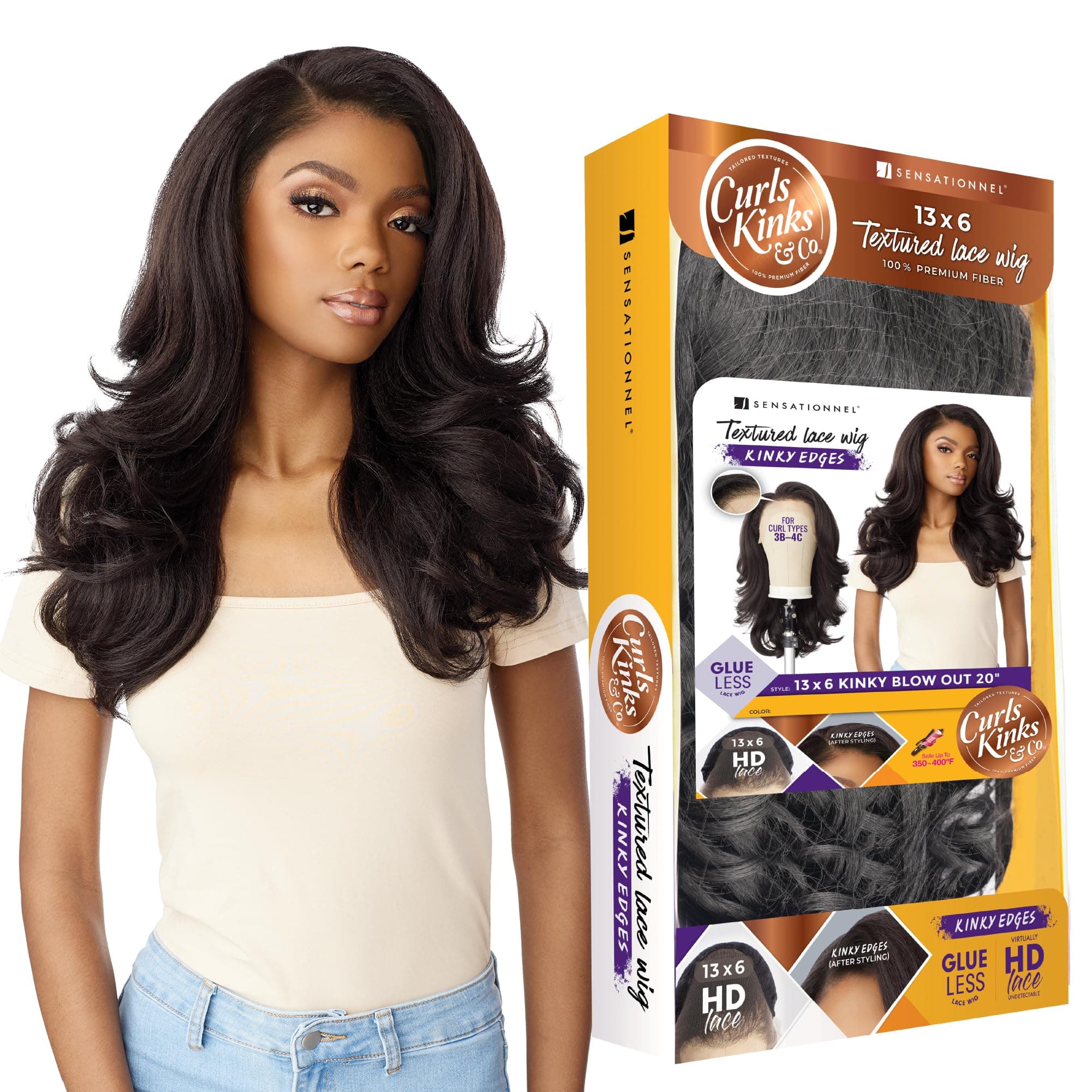Sensationnel Curls Kinks&Co Synthetic Textured Lace Front Wig - 13X6 Kinky Blow Out 20" (Color:2 DARK BROWN)