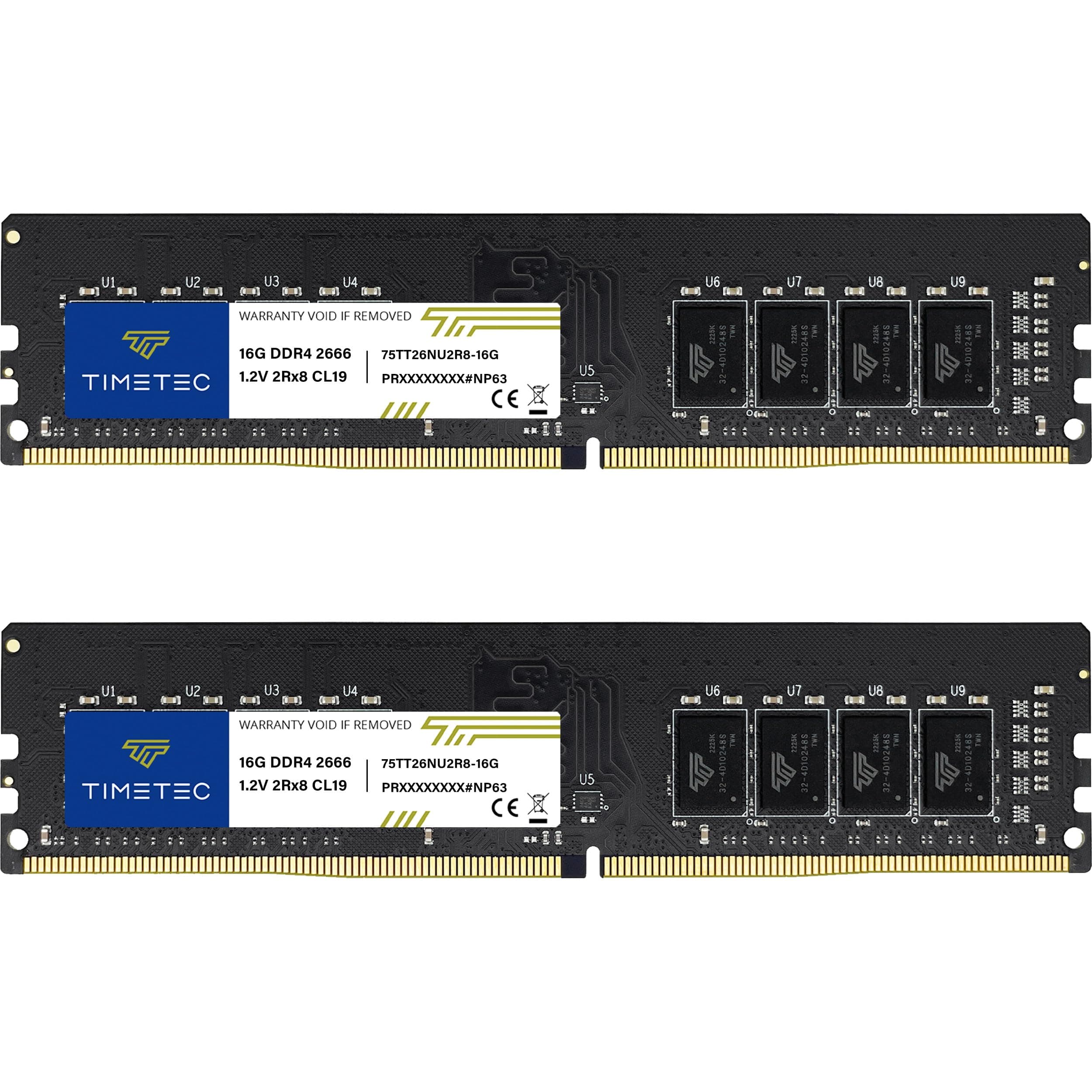 Timetec Elite 32GB KIT (2x16GB) DDR4 2666MHz (PC4-2666V) PC4-21300 UDIMM Desktop RAM – 288-Pin 1.2V CL19 Non-ECC Unbuffered DIMM Memory Module Upgrade