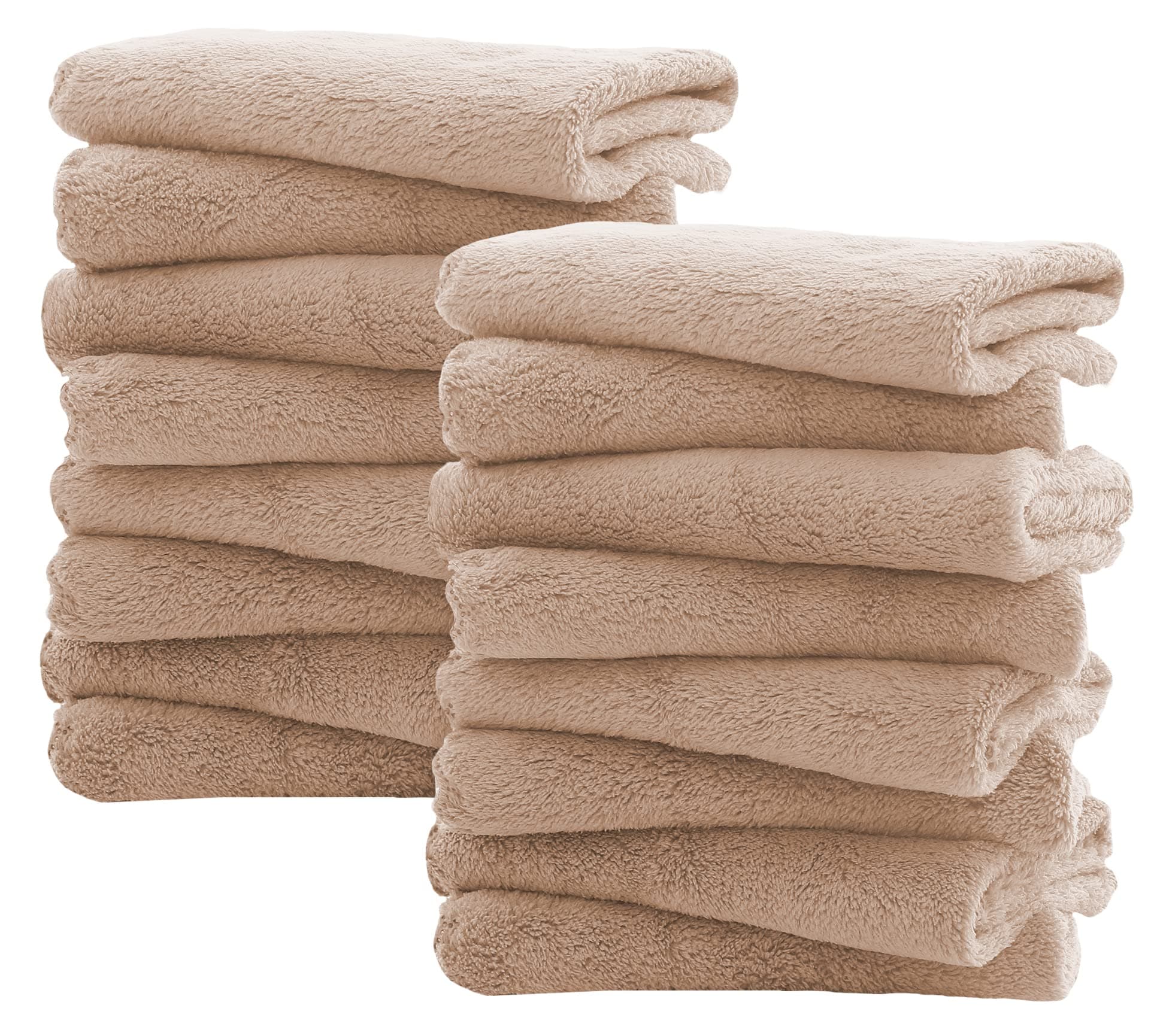 Spotted Play 16 Pack Burp Cloths for Baby - 20" x 10" Ultra Absorbent Coral Fleece Burping Cloths, Newborn Towel - Milk Spit Up Rags - Brown