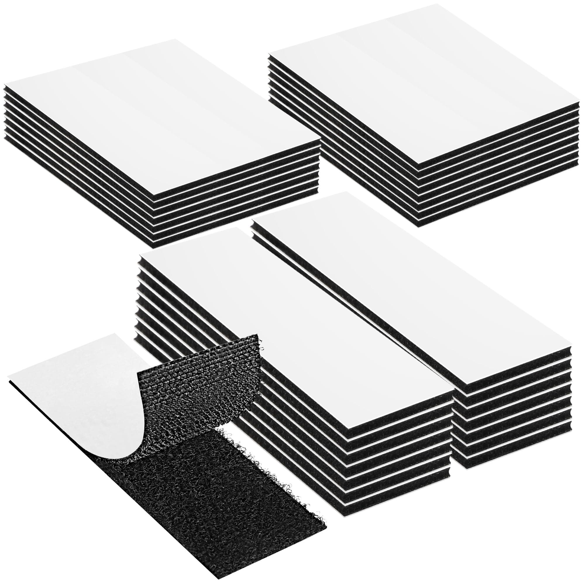 EOTW 30 Pack Hook Loop Tape, 2 Size Strong Tape Double Sided Adhesive Sticky Reusable Hook and Loop Interlocking Mounting Tape Removable Wall Fastener Tape(15 Pcs 1" x 4"+15 Pcs 2.4" x 2.4")