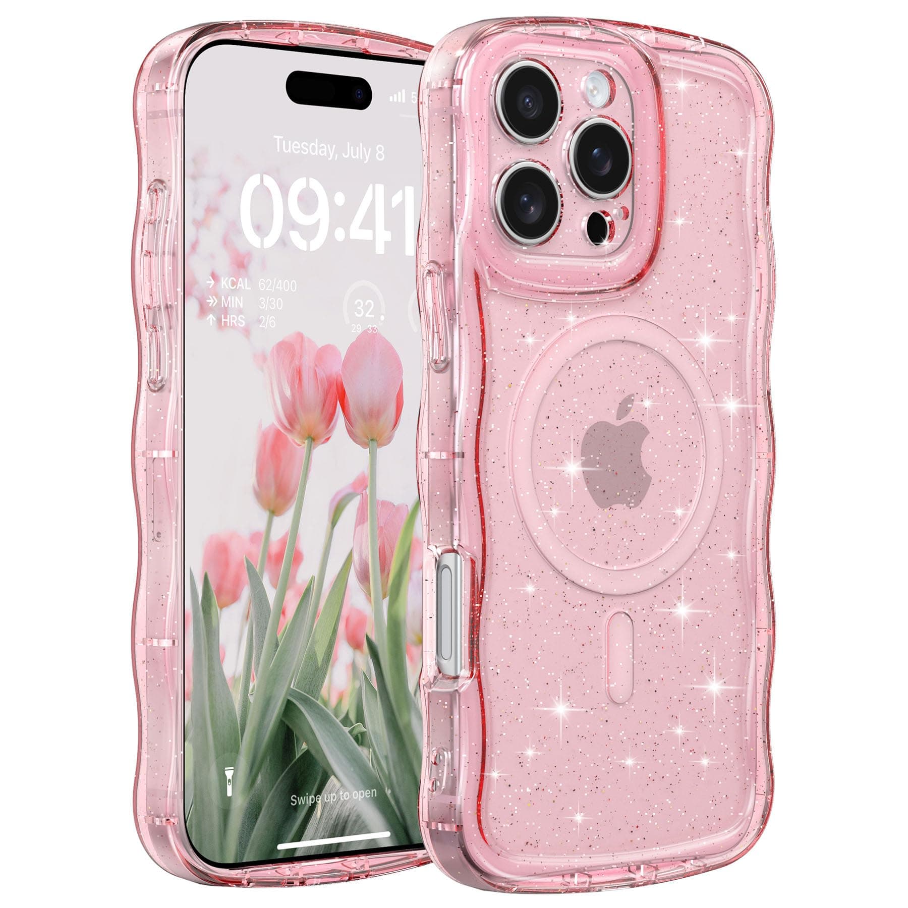 FABSPARK Glitter Case for iPhone 16 Pro Max,Fit for MagSafe,Pink