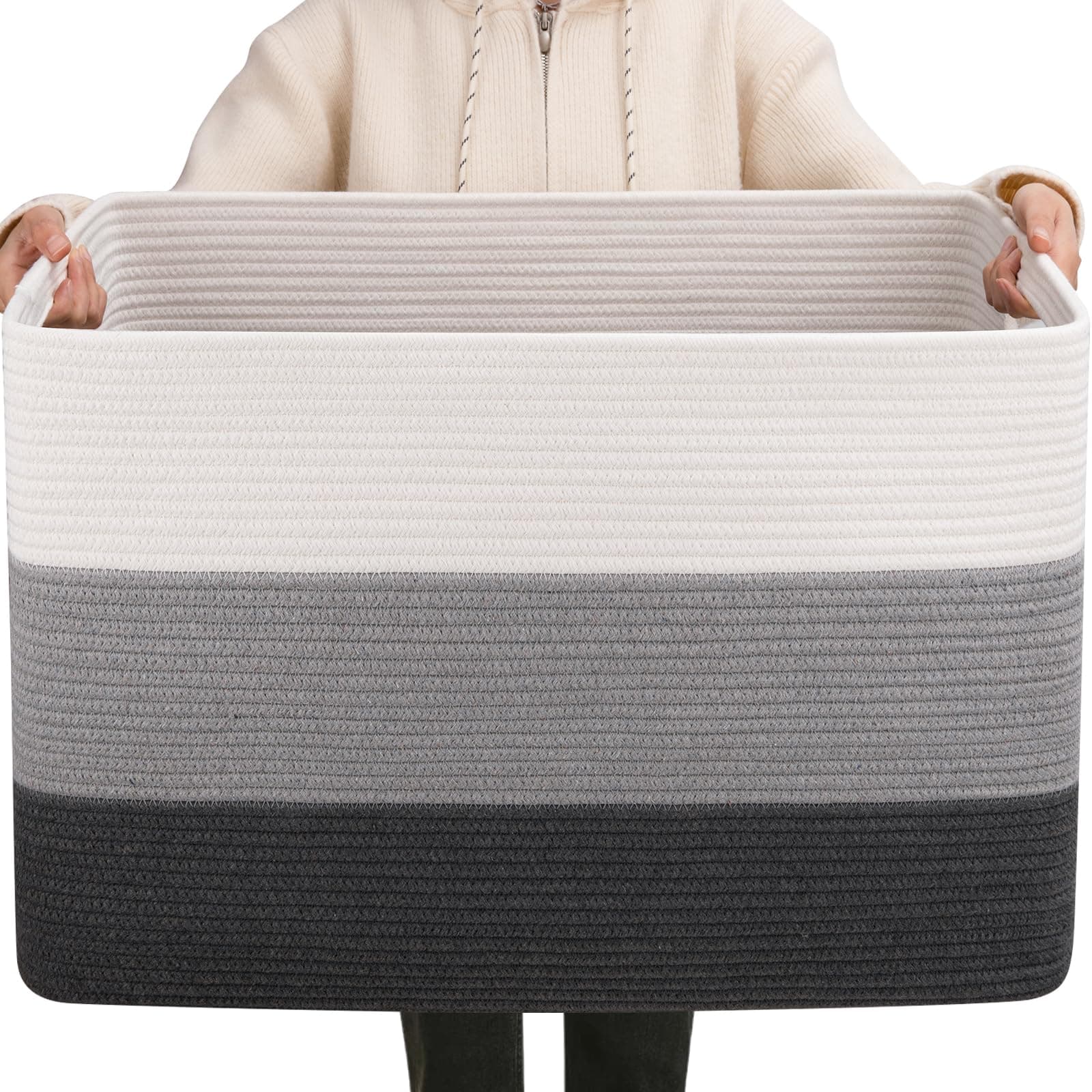 OIAHOMY 108L Extra Large Blanket Basket Dog Toy Basket radient Dark Grey