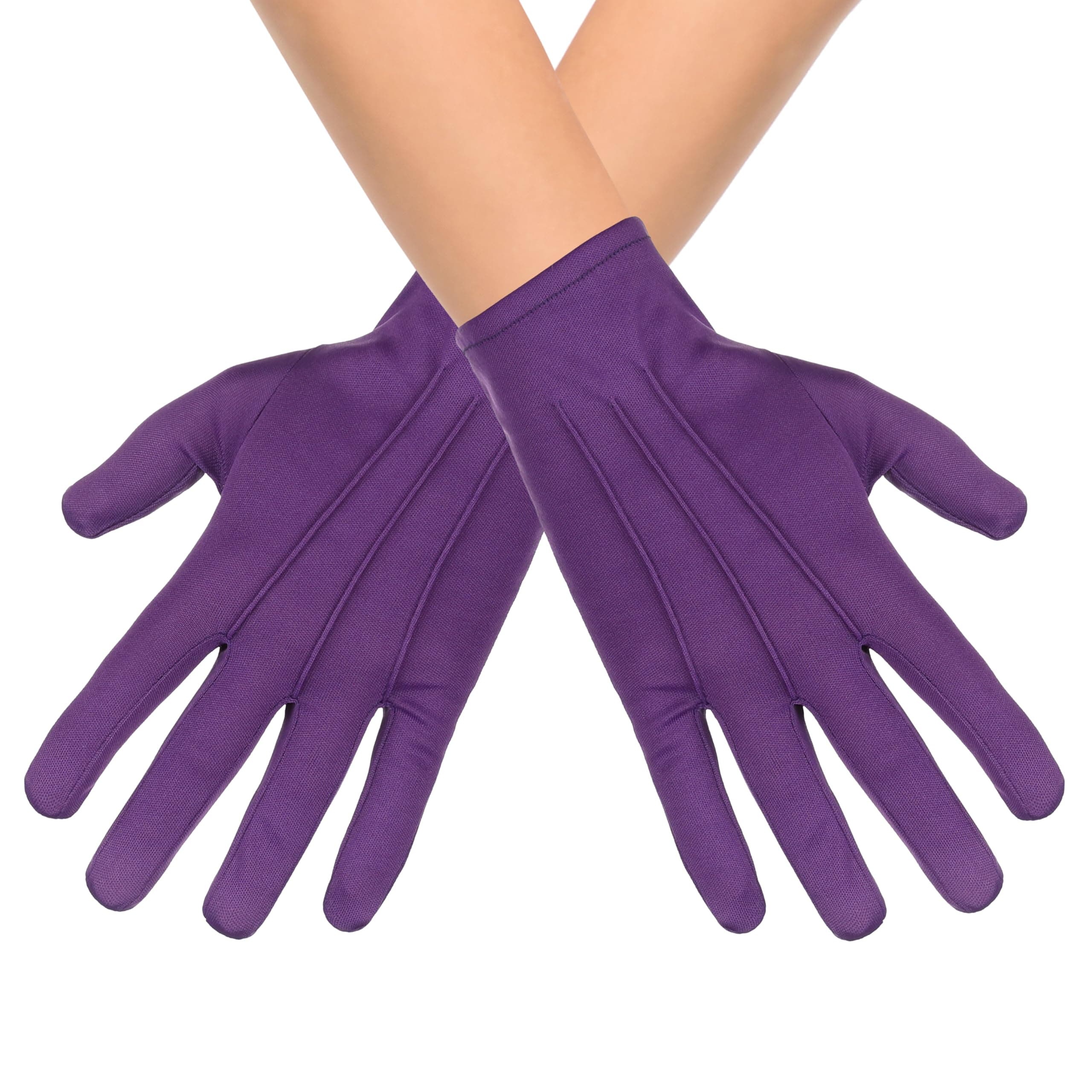 KarneLux Guantes negros – 1 par de guantes para hombre y mujer como accesorio de disfraz – Accesorio para carnaval, Halloween o fiestas temáticas, morado, 23 cm