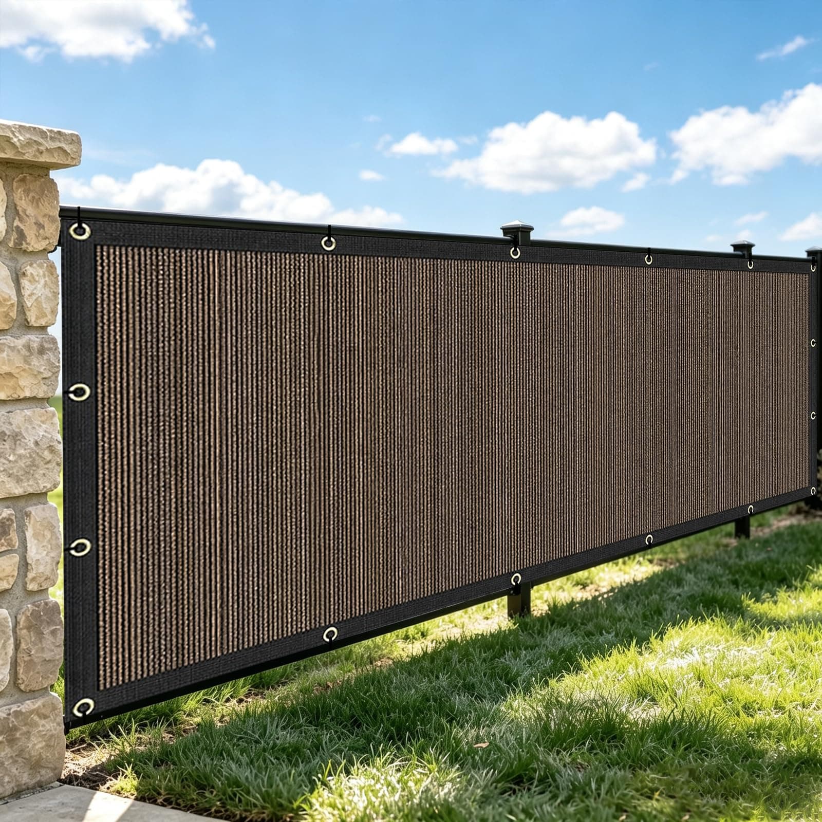 4' x 50' Fence Privacy Screen, 160 GSM Outdoor Fencing Mesh Shade Net Cover 90% Blockage for Patio, Outdoor Backyard, Cable Zip Ties Included, Brown