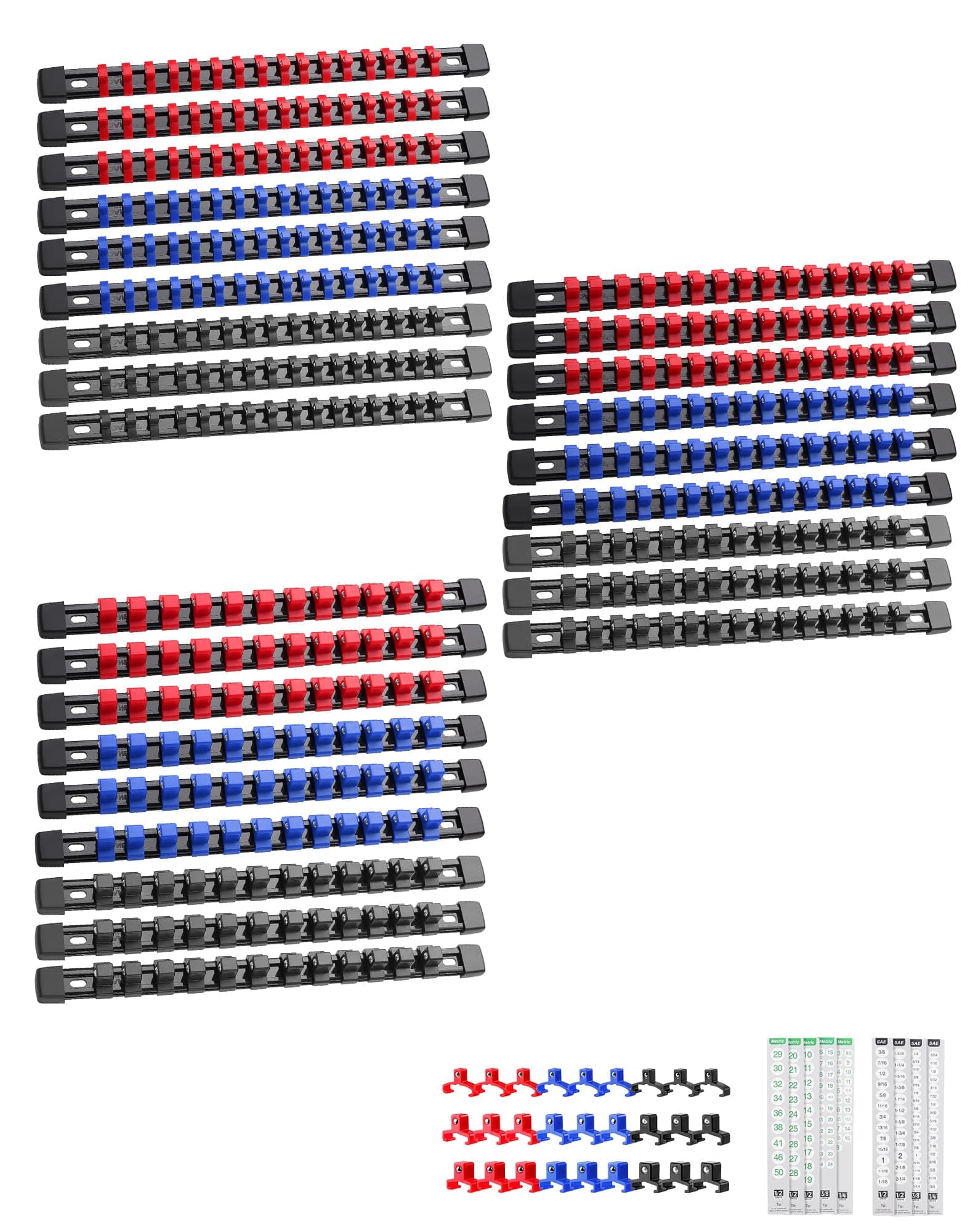 ALOANES 27PC Socket Organizer, Socket Rails Fit 1/2", 1/4" and 3/8" Drive