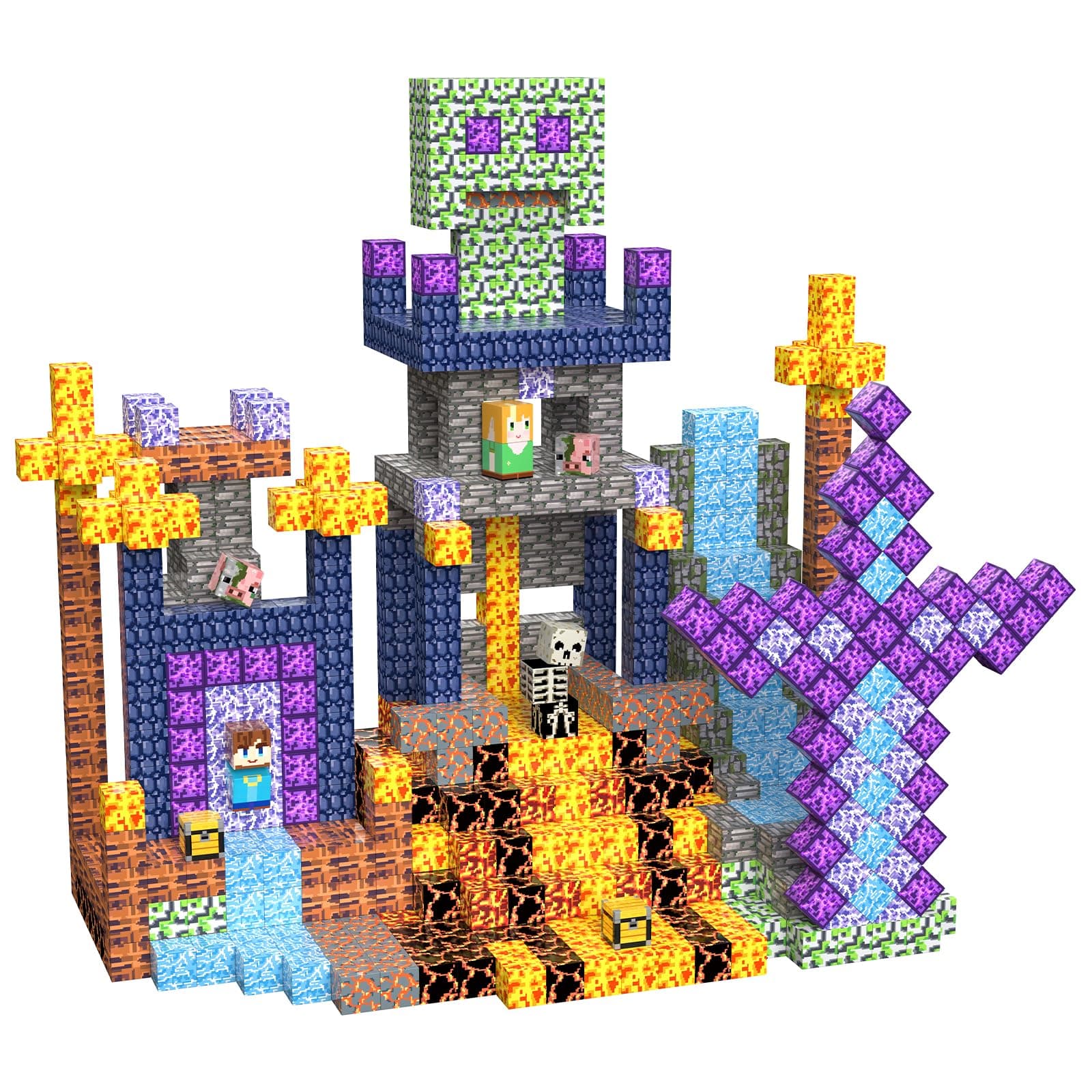 SSAWER Magnetic Blocks, 100PCS Toys Building Blocks Cubes Gifts for Girls