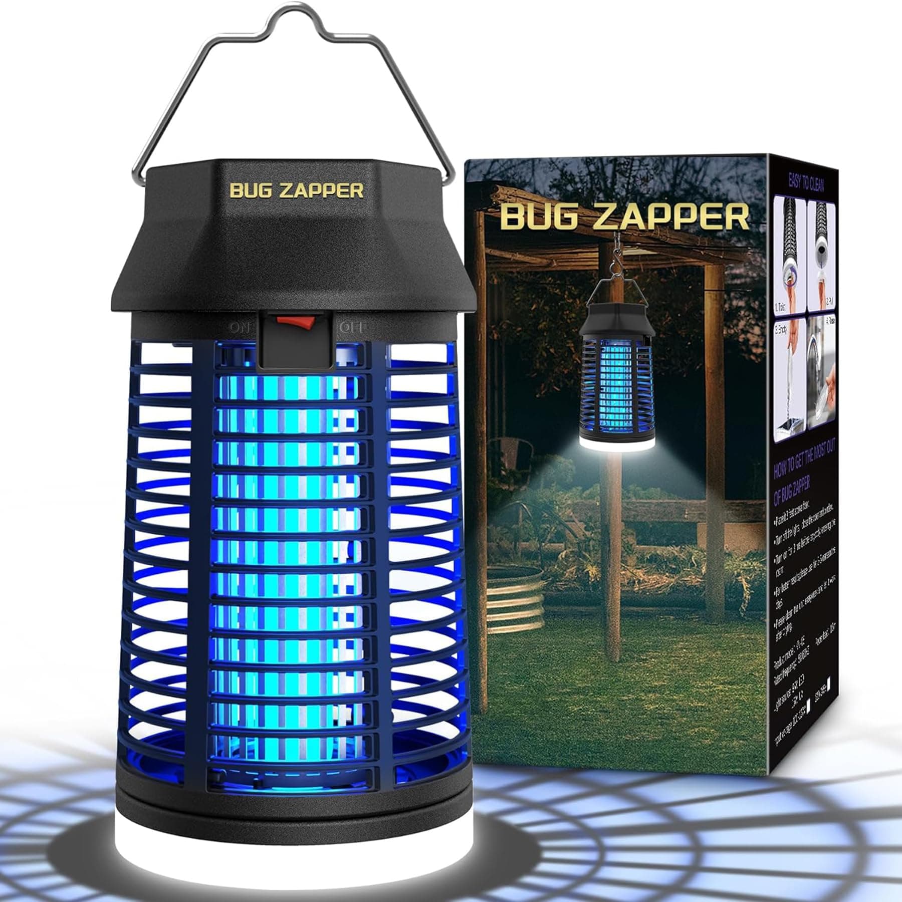 ZENLEA Bug Zapper, 4200V Mosquito Zapper with LED Light, Bug Zapper Outdoor, IPX6 Waterproof Mosquito Killer, Electric Fly Zapper & Plug-in Fly Traps for Backyard Patio Garden (Remote Control)