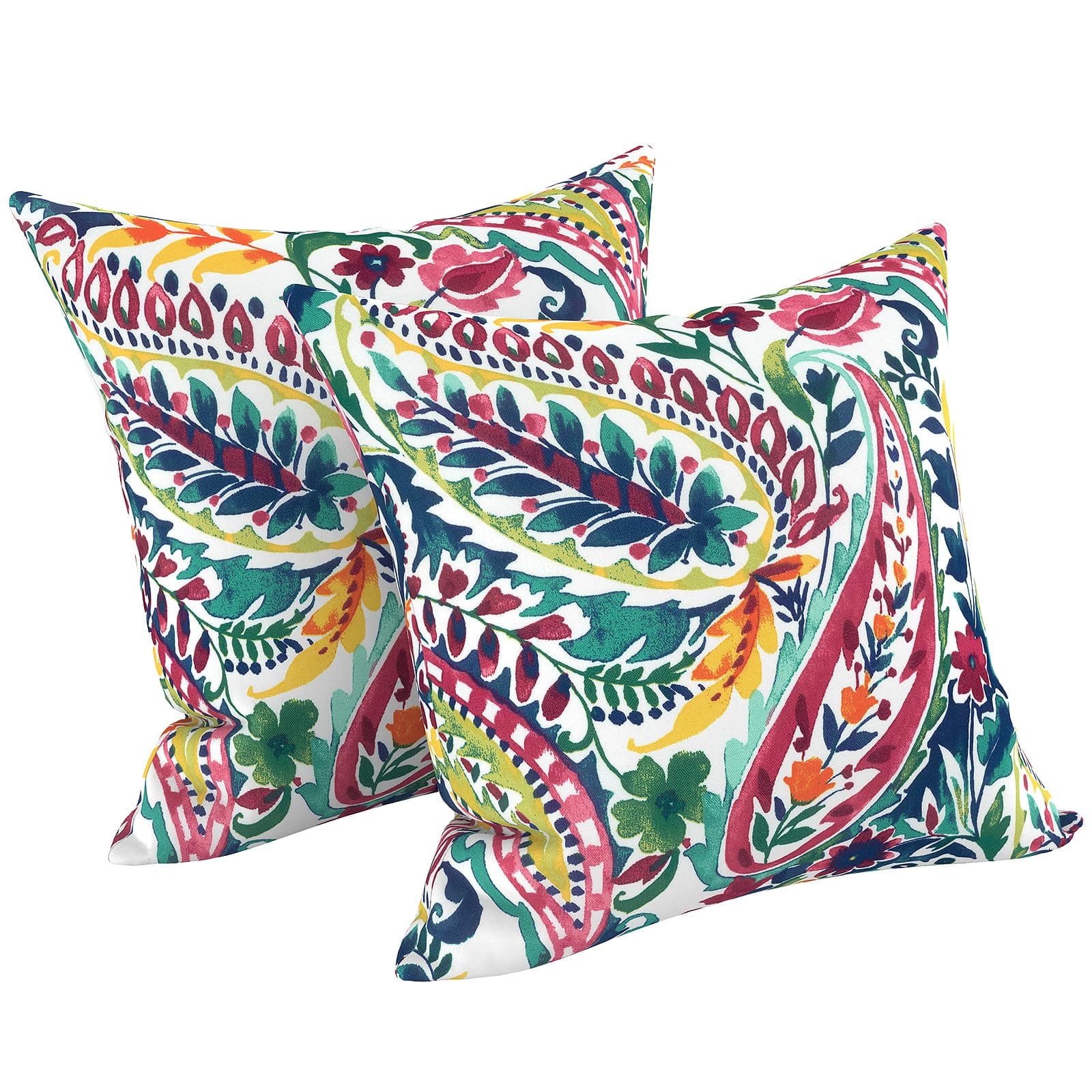 LVTXIII Outdoor Pillow Covers ONLY, Square Throw Pillow Covers, Modern Cushion Cases for Sofa Patio Couch Decoration 18 x 18 Inch, Pack of 2, Vigour Paisley