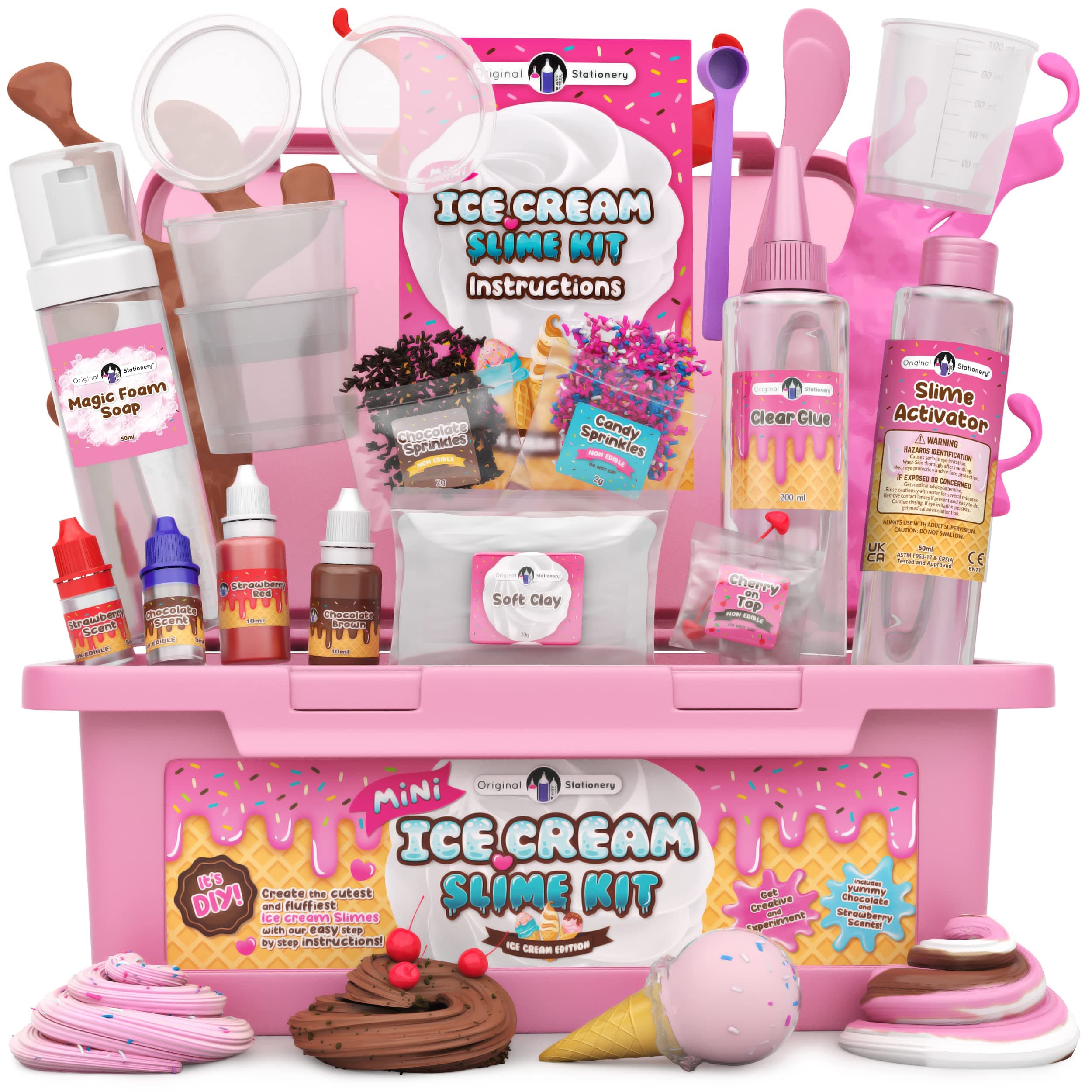 Original Stationery Mini Ice Cream Slime Kit, Girls Slime Kit to Make Ice Cream Slimes, Fun Butter Slimes for Girls Ages 7-12