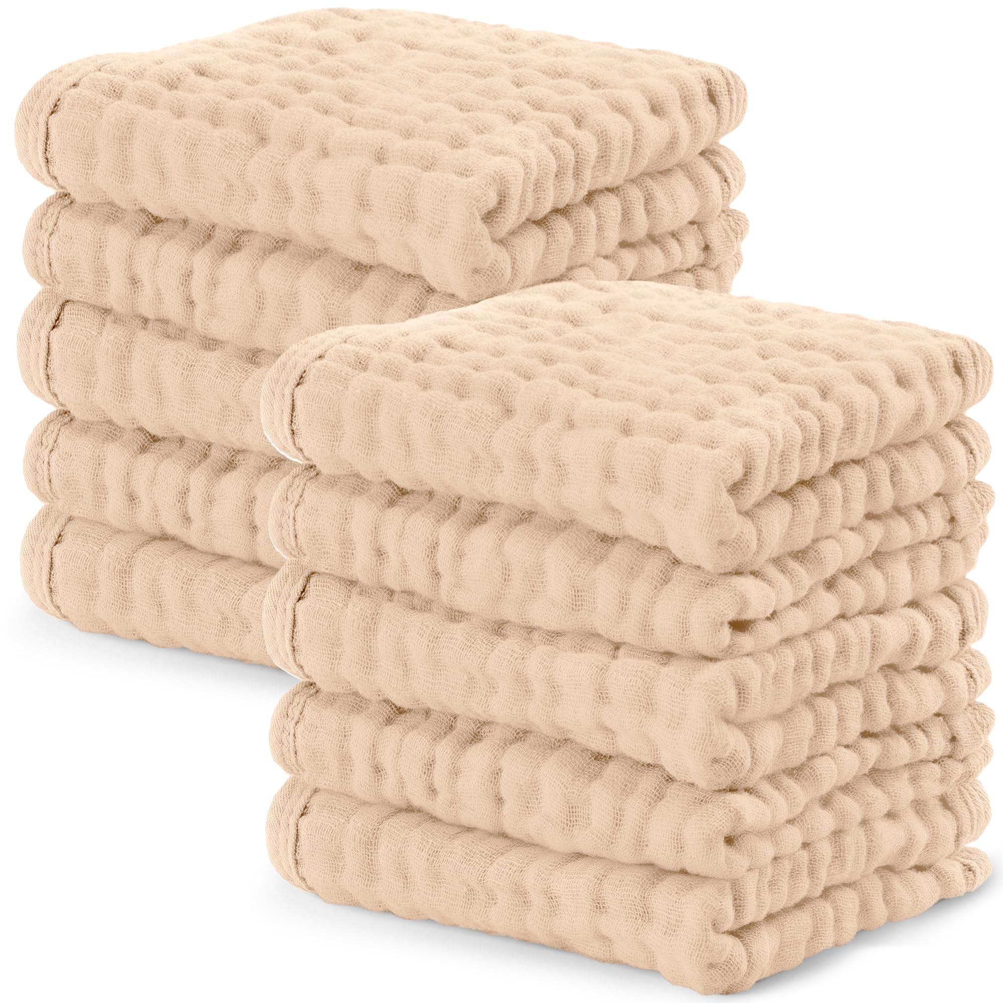 Comfy Cubs Muslin Baby Washcloths 25x25cm 10 Pk - Cream