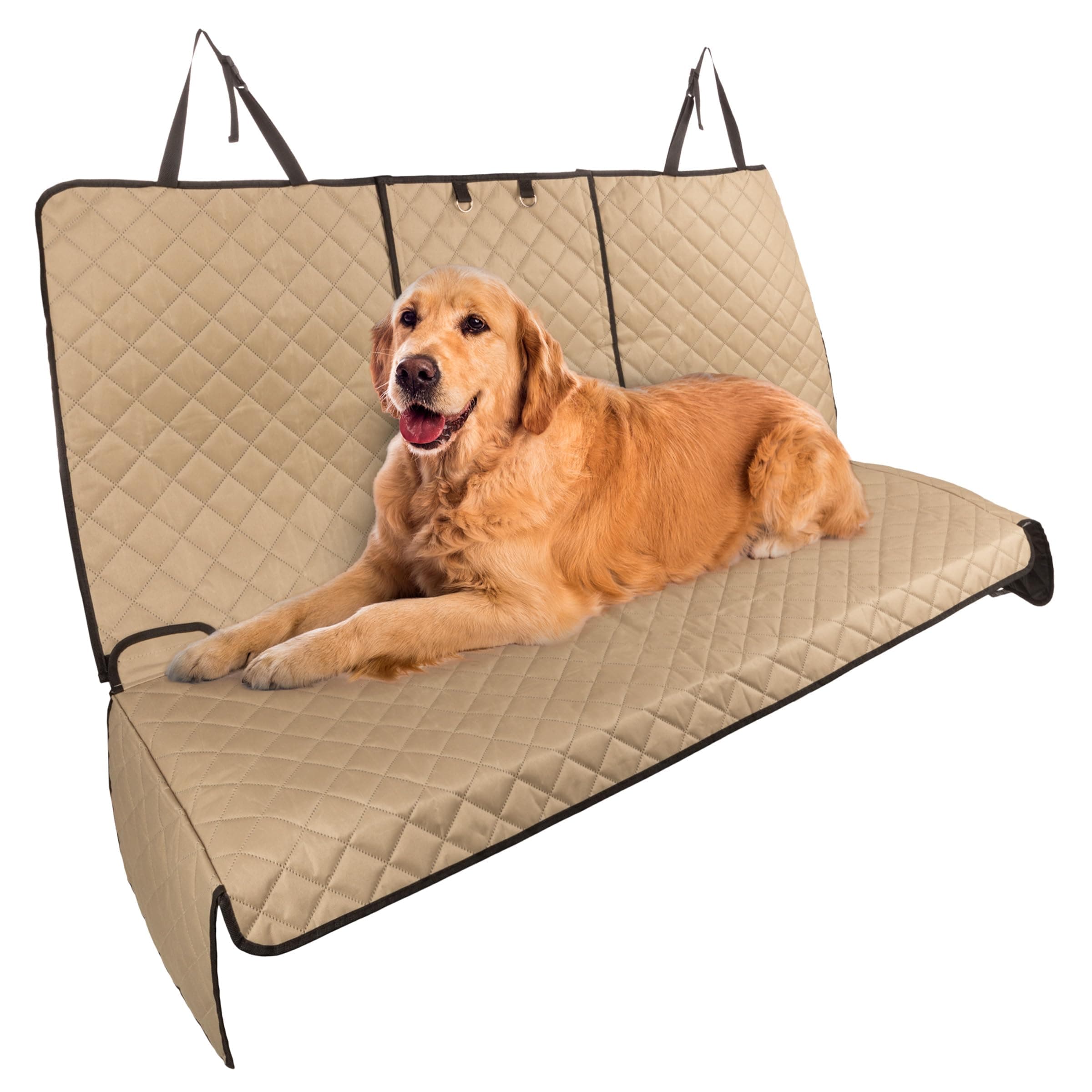 PETMAKER Dog Car Seat Cover for Back Seat - Water-Resistant Car Seat Protector for Cars, Trucks, and SUVs - Seat Cover Protects from Scratches, Mud, Pet Hair and Accidents - Car Accessories (Beige)
