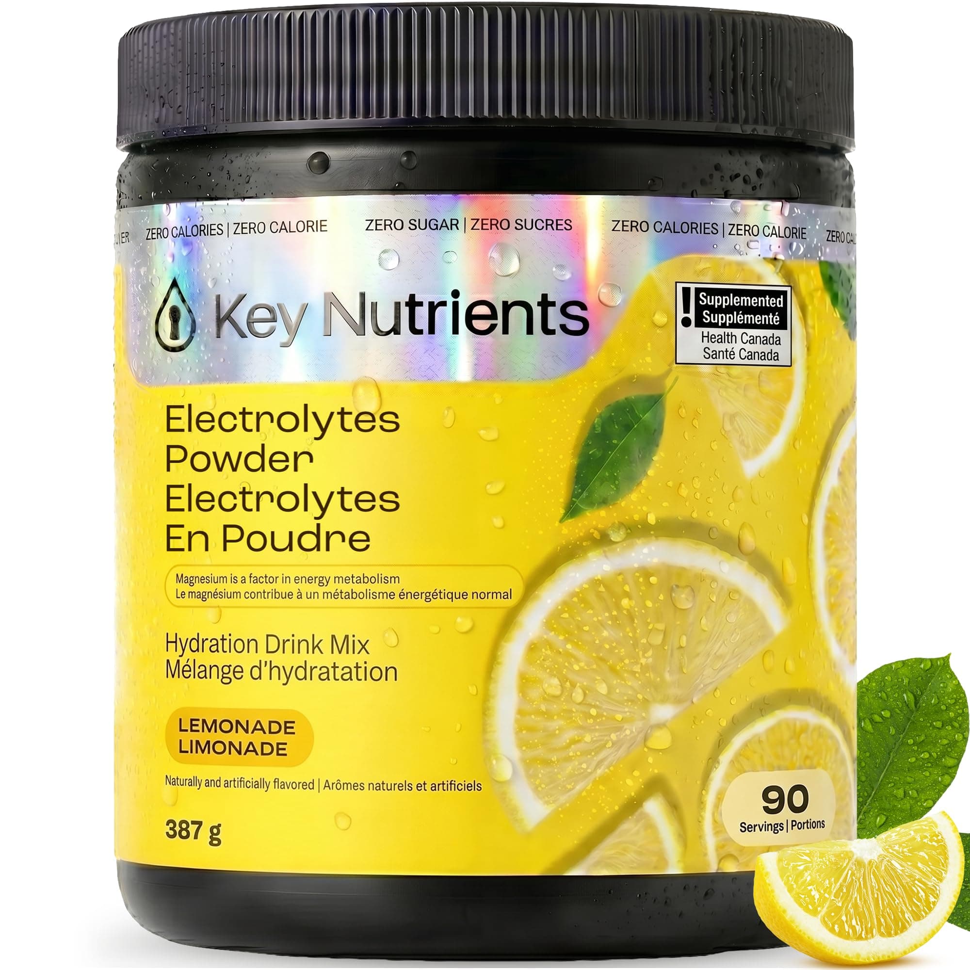 KEY NUTRIENTS Multivitamin Electrolytes Powder Sugar Free - Refreshing Lemonade Electrolyte Powder - Sodium & Energy Supplement - Hydration Powder - No Calories - 4.3 g x 90 Servings