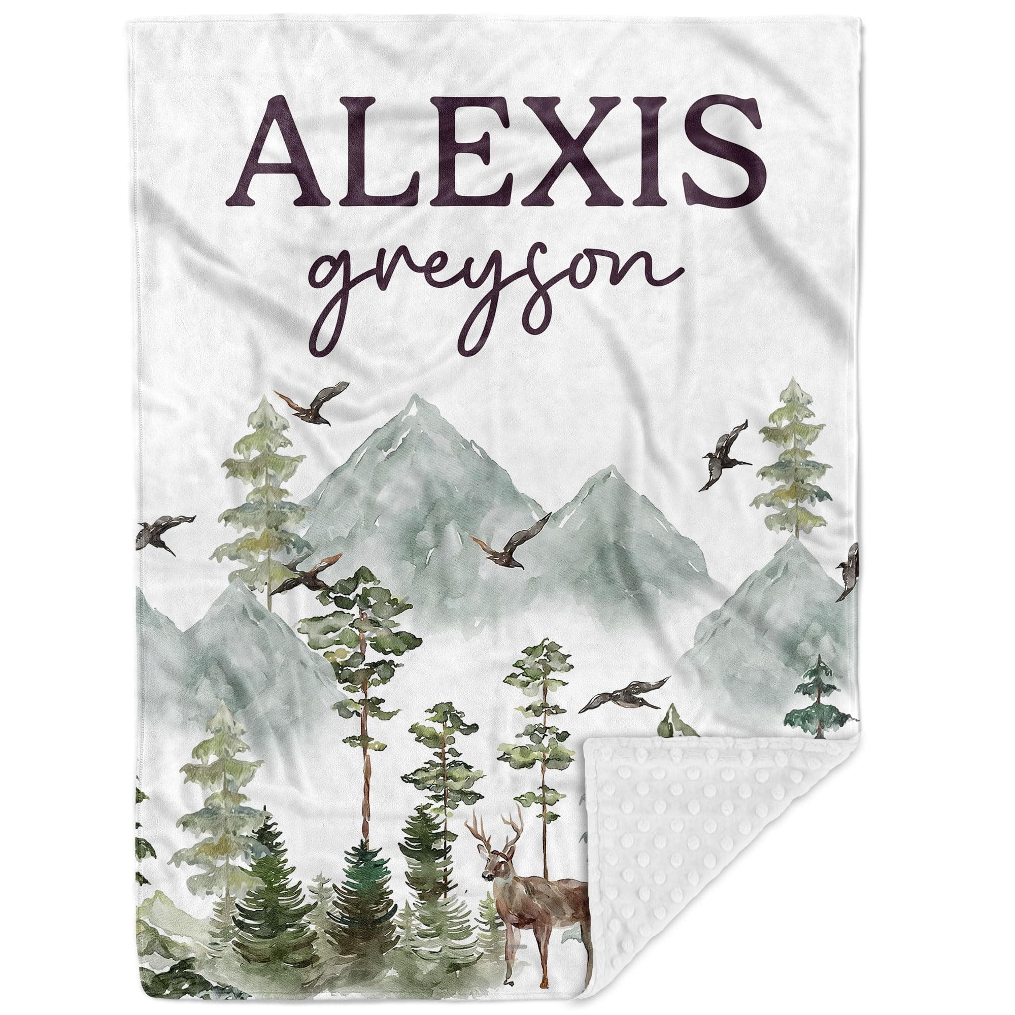 MDPrints Custom Baby Blankets for Boys and Girls, Customized Newborn Blanket with Name, Soft Flannel with Double Layer Dotted Backing, Newborn Gift (Tm08 Woodland)