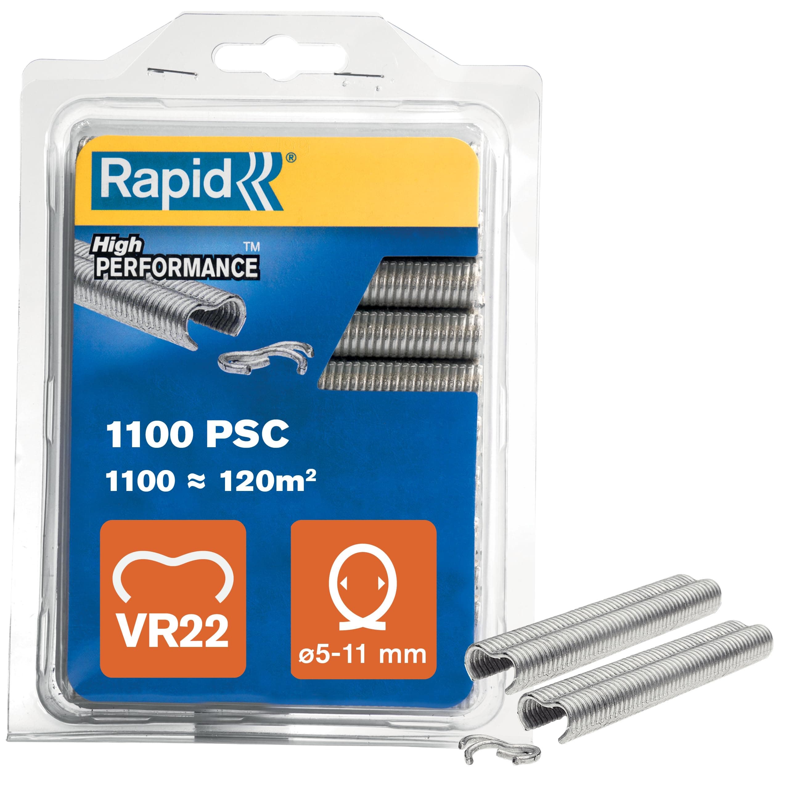 RAPID VR22 Galvanized Fence Hogrings, Suitable for 5-11 mm Netting Wire, Ideal for Securing Cages and Fencing, 1100 Pieces, Blister (40108806)