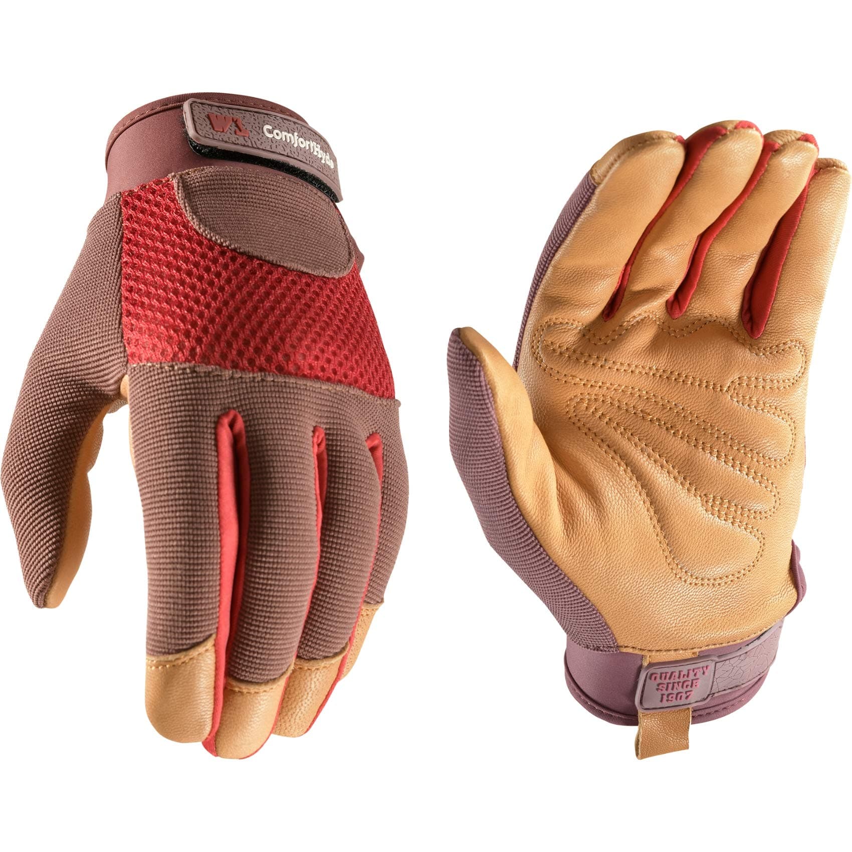 Women's Breathable ComfortHyde Leather Hybrid Work Gardening Gloves, Small (Wells Lamont 7872)