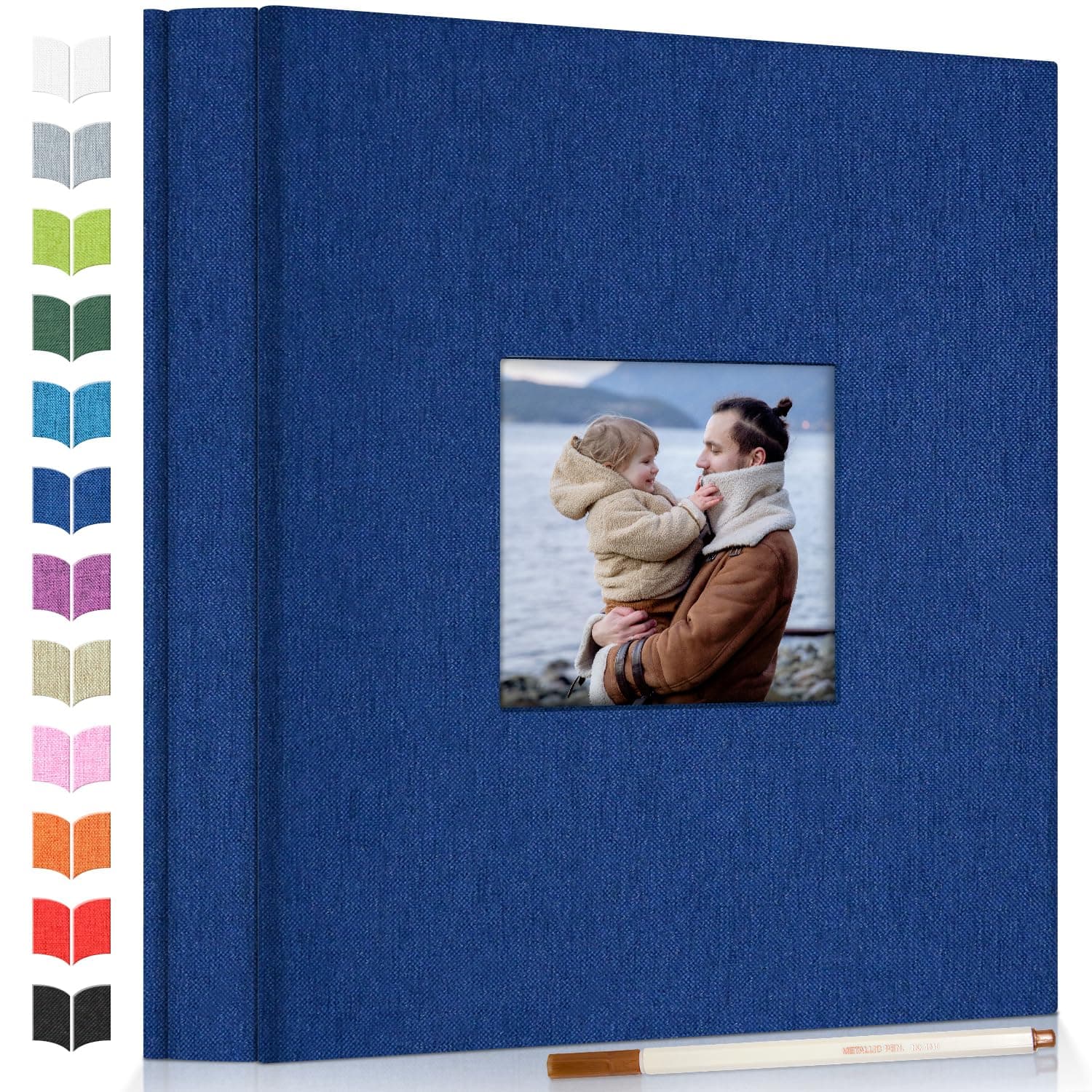 Artfeel Photo Album Self Adhesive Scrapbook Album for 3x5 4x6 5x7 8x10 Pictures,40 Pages Linen Cover with Display Window DIY Photo Book,Ideal Gifts for Family Travel Wedding Baby