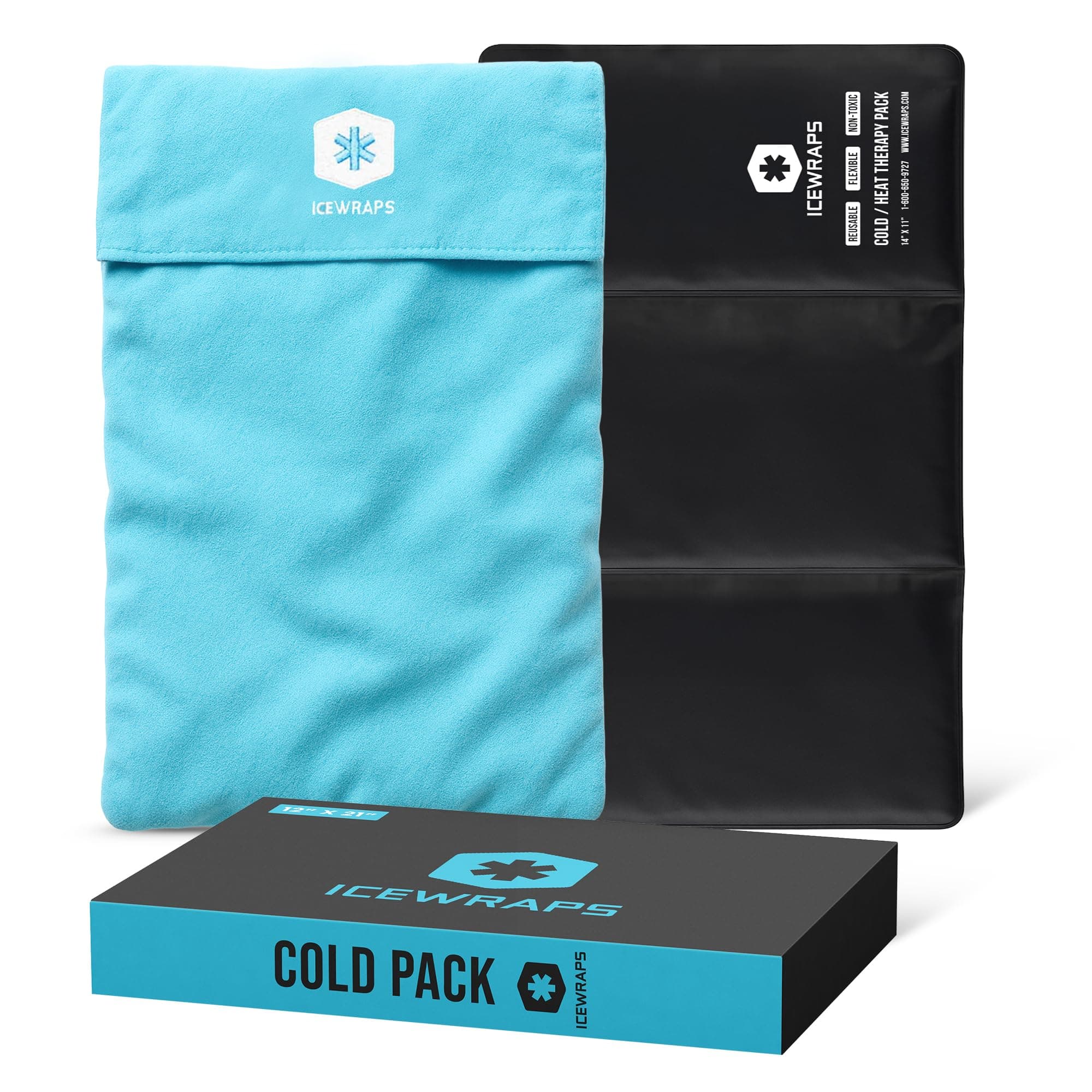 ICEWRAPS Reusable Cold Pack with Fabric Cover - Standard 10 x 14 Inch, Blue