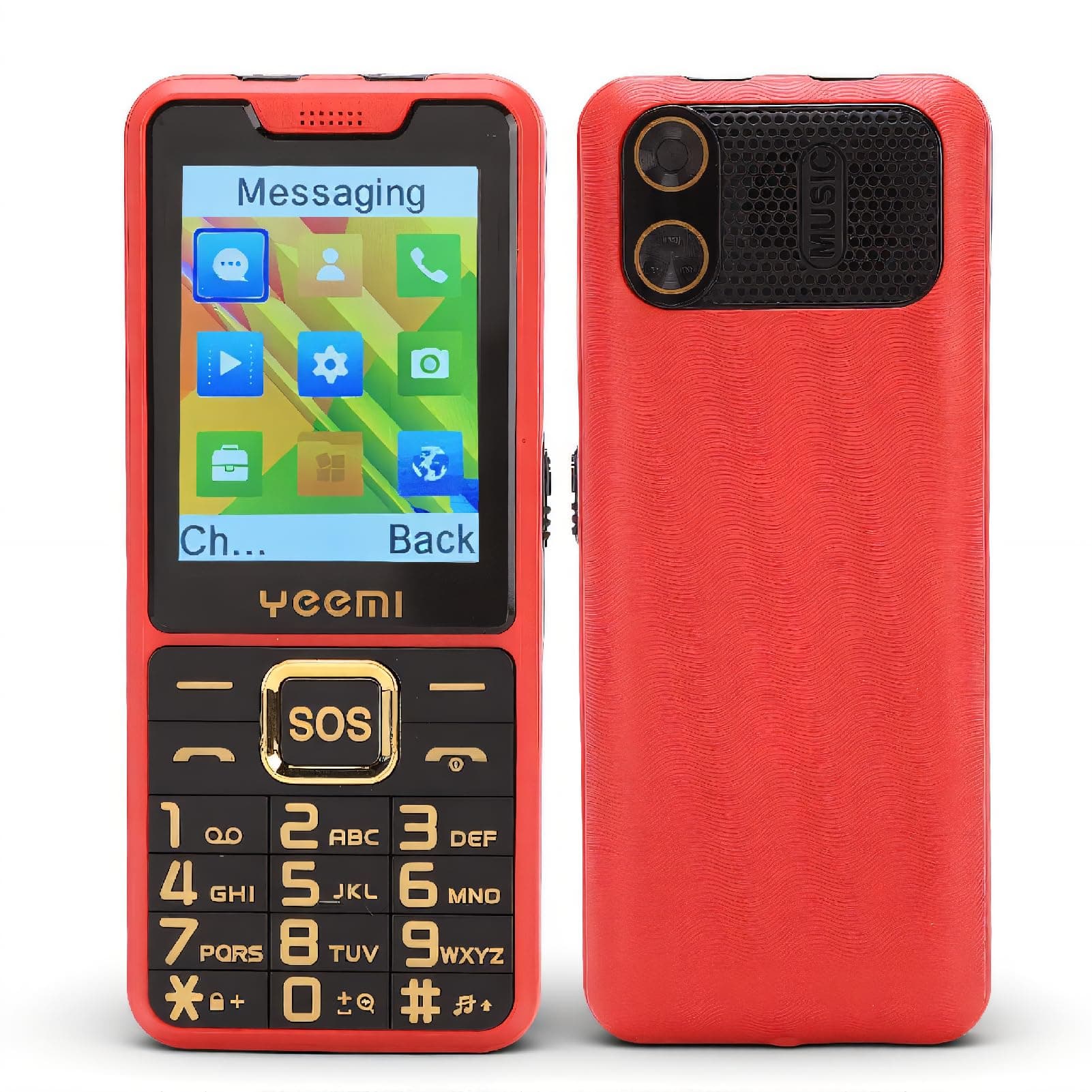 YUEHISY 4G Cell Phone for Seniors, Big Buttons SOS Emergency Key with 2.6 Inch Display, Dual SIM, Flashlight, Loud Speaker, 2500mAh Battery (Red)