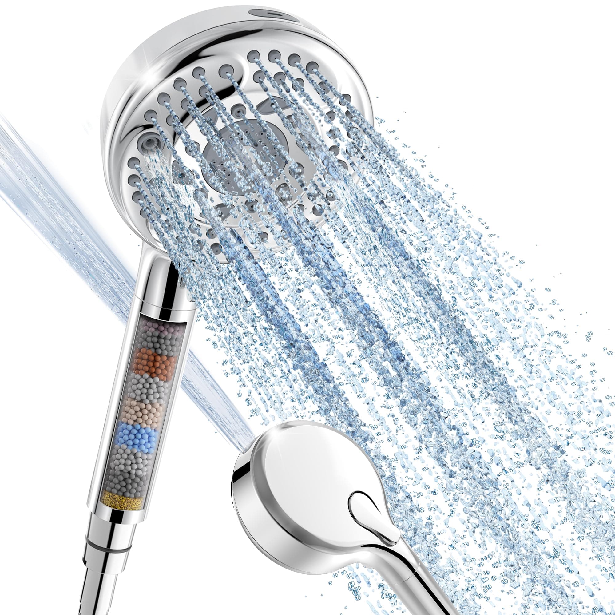 SunCleanse Filtered Shower Head with Handheld, 9-Spray Setting Detachable Showerhead with Filters, Shower Head for Hard Water - Filtered Chlorine, Improve Skin and Hair Texture, Chrome