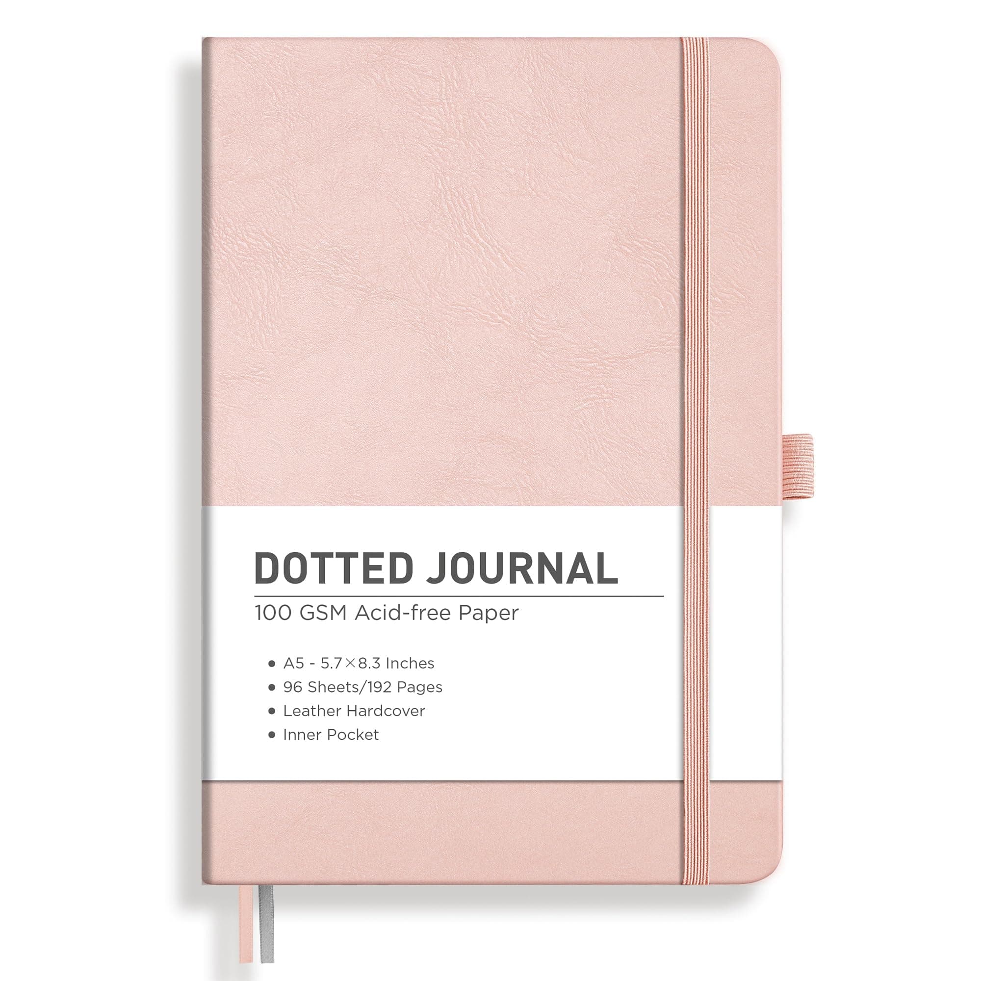 RETTACY Dotted Journal Notebook, 192 Pages, A5 Medium Size (5.7'' x 8.3'')