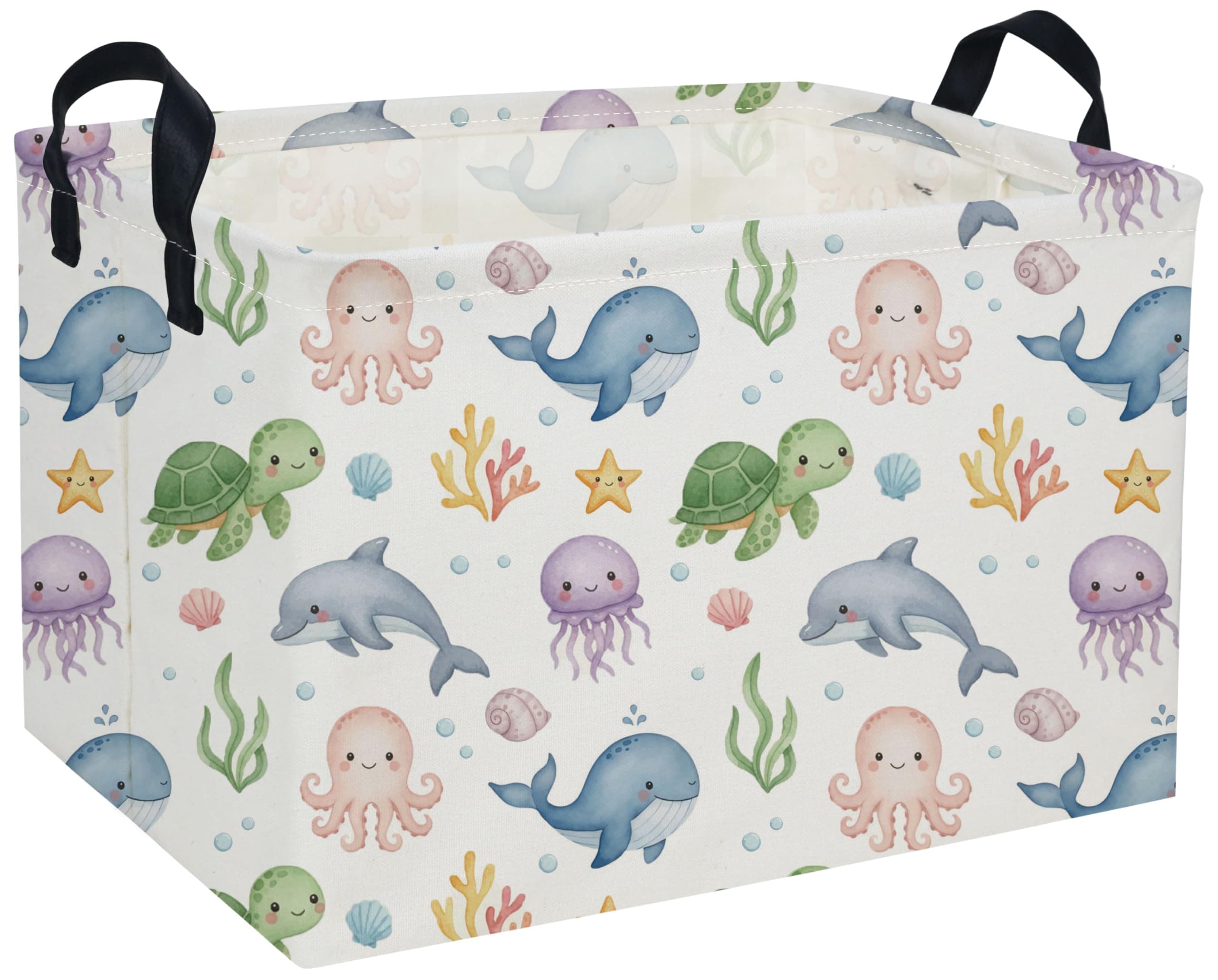DDBASKET Rectangle Kids Baskets Ocean Basket Cute Storage Bin Fish Box for Room Decor Gift Basket(Cute ocean)