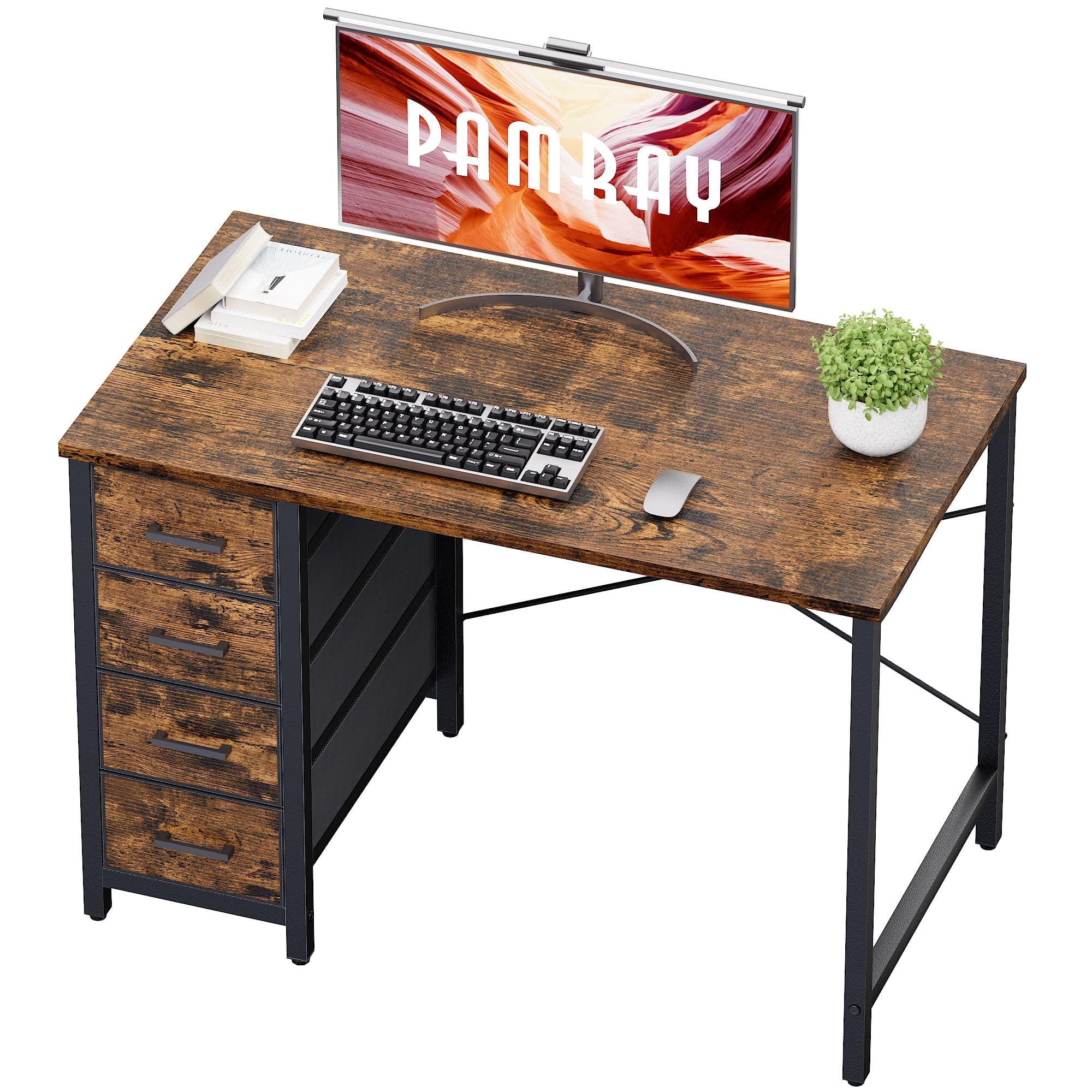 Pamray 32 Inch Computer Desk with 4 Drawers Small Office Desk for Home Bedroom Study Writing Simple Modern Computer Table Vintage