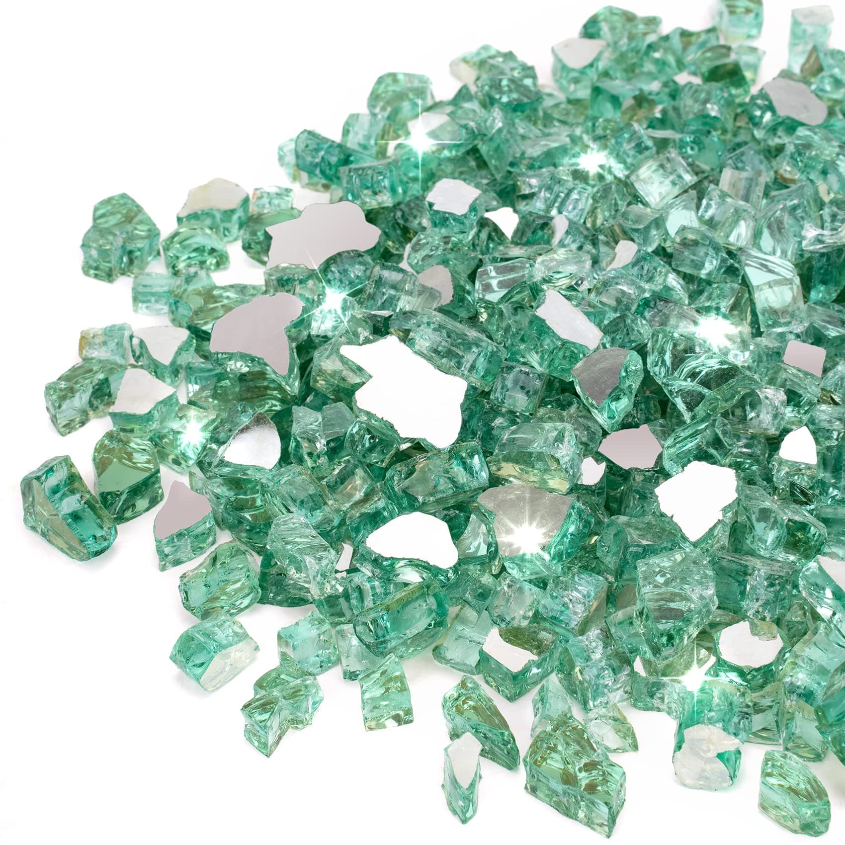 Stanbroil 10-Pound Fire Glass - 1/2 inch Reflective Tempered Fire Glass for Fireplace Fire Pit, Light Green Reflective