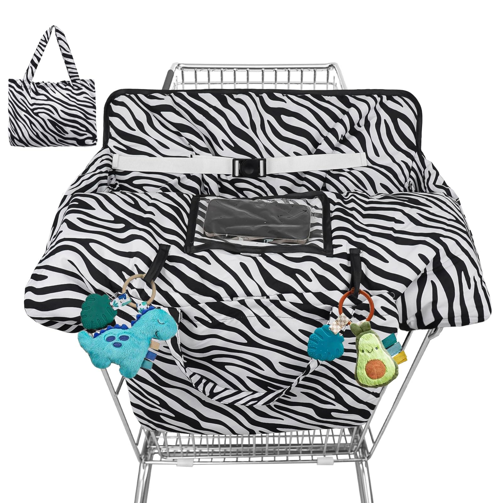 Shopping Cart Cover for Baby High Chair Cover Grocery Cart Cover for Baby Girl Boy Toddler Black White Zebra Print Portable Shopping Cart Cover with Safety Harness