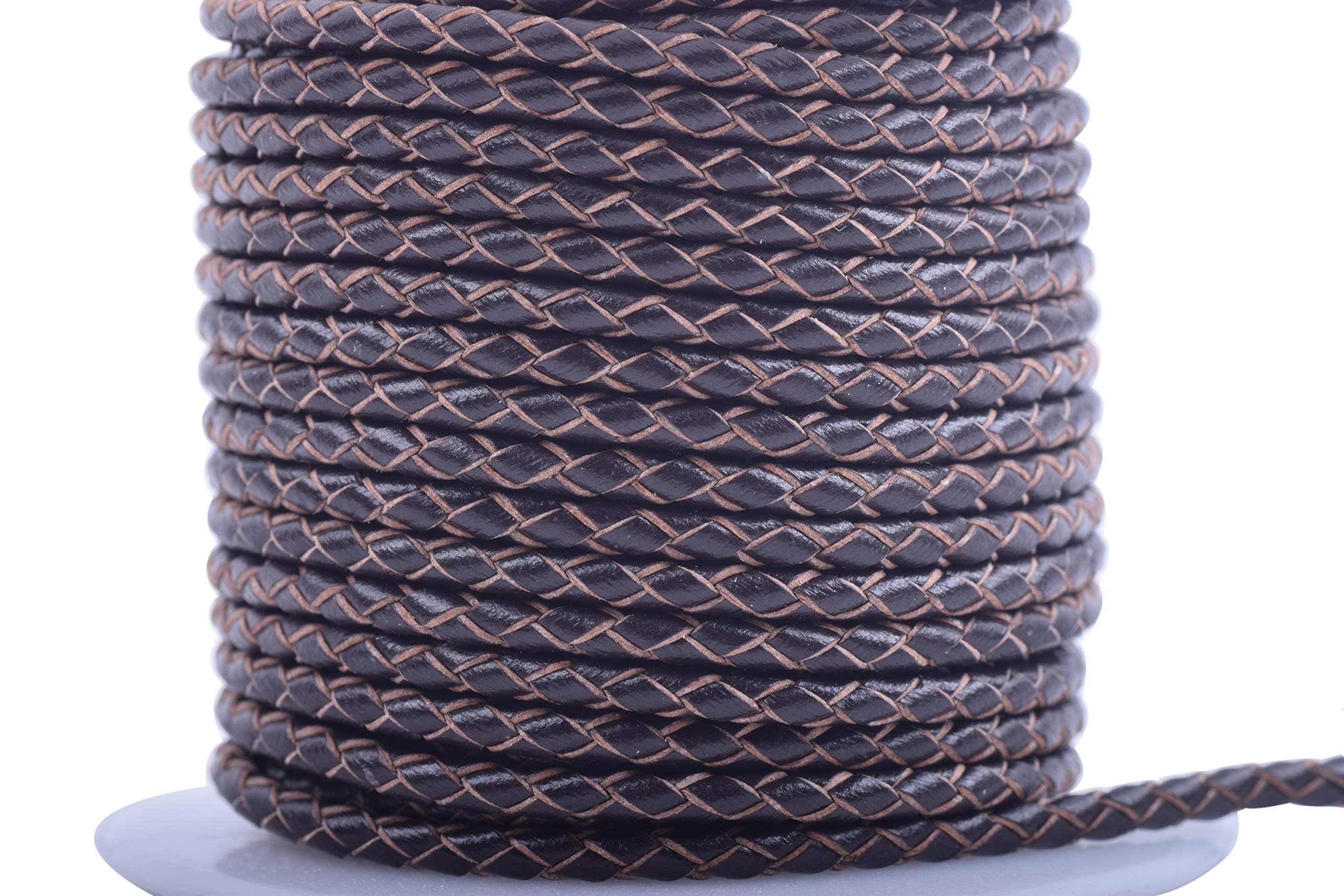 KONMAY 4.5Meters 2.5mm Round Brown Geneuine Braided Leather Cord Bolo Leather Cord…