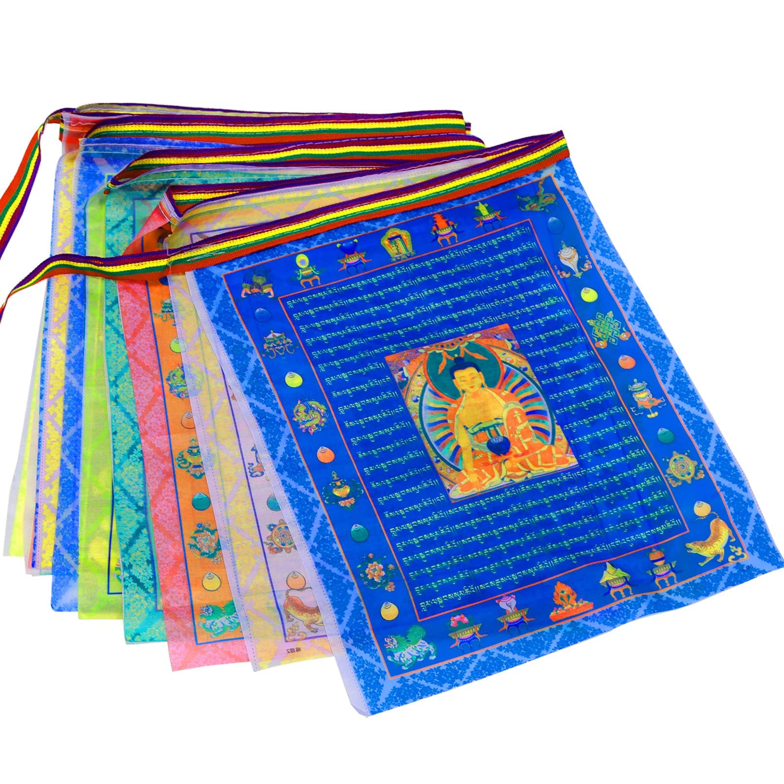 AOLAMEGS 20 Pcs Tibetan Prayer Flags, Satin Wind Horse Lungta Flags