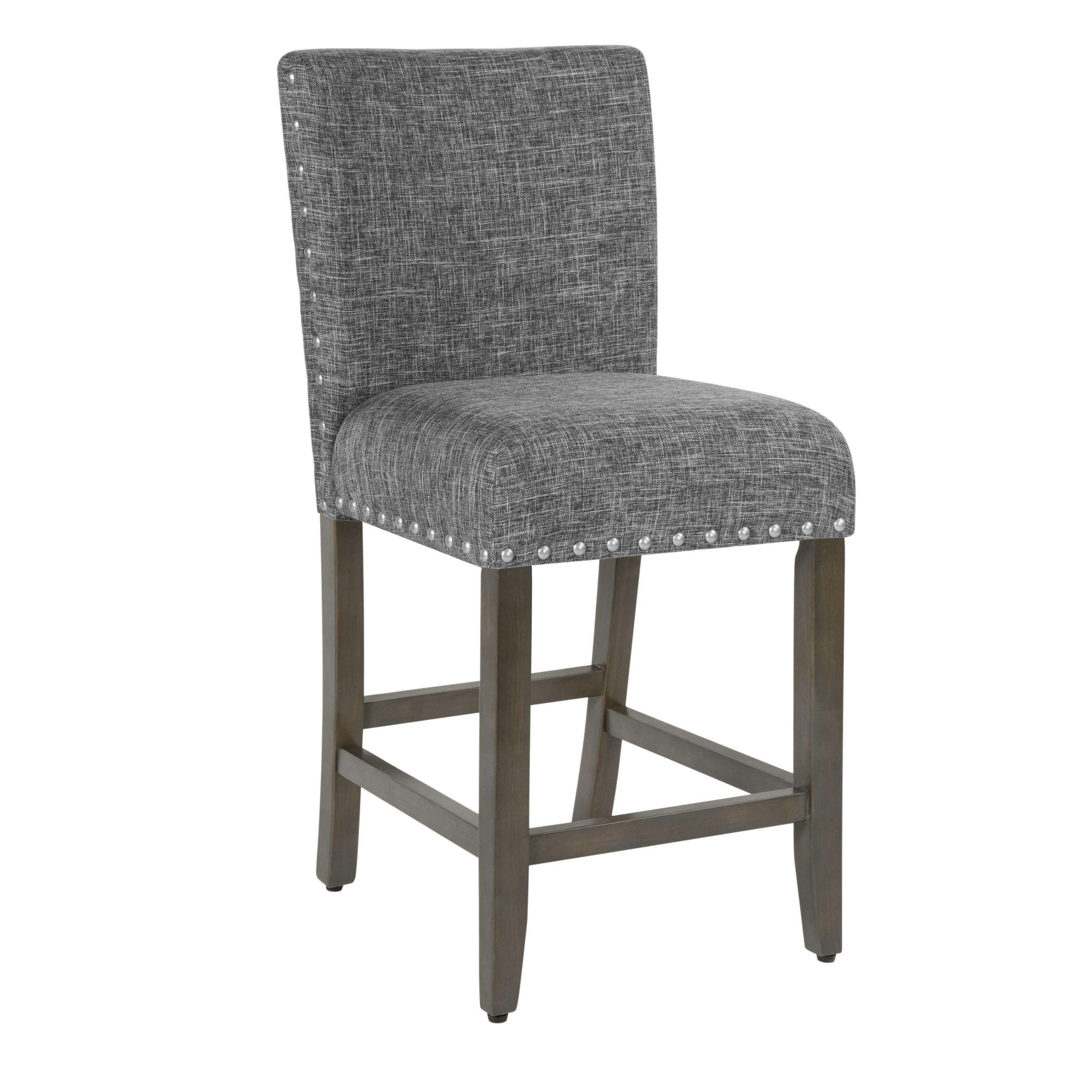 Homepop Home Decor | Nailhead Trim Counter Height Bar Stools | 24 Inch Bar Stools | Decorative Home Furniture (Slate Gray)
