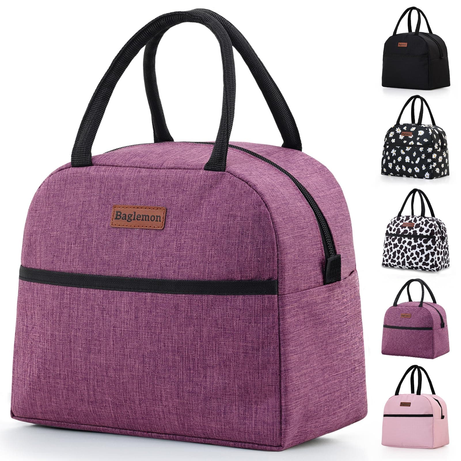 Baglemon Insulated Lunch Bag for Women Men, Lunch Containers Reusable High Capacity Lunch Tote Bags for for Work Picnic (Purple)