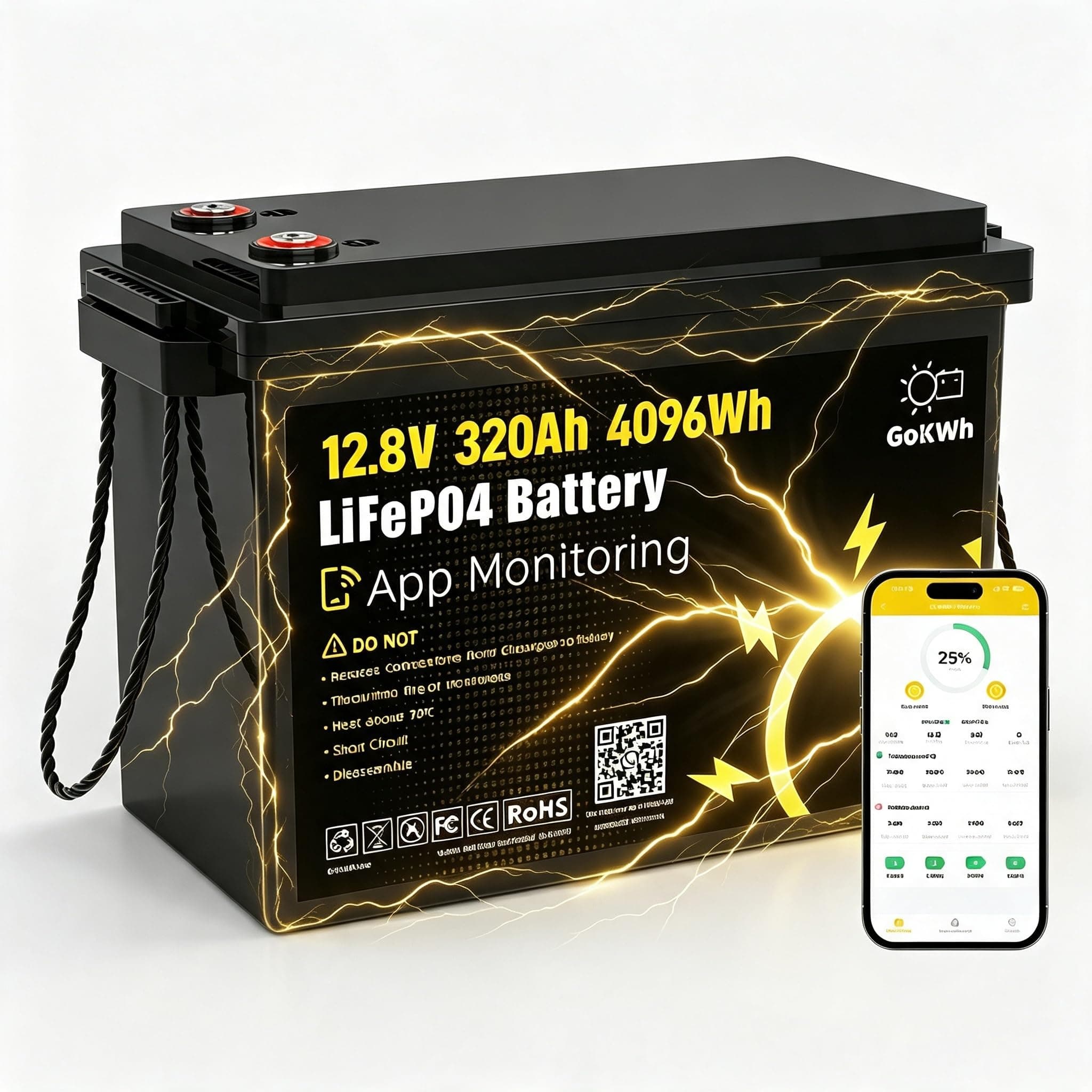 12V 320Ah LiFePO4 Lithium Battery with Smart APP for Trolling Motor