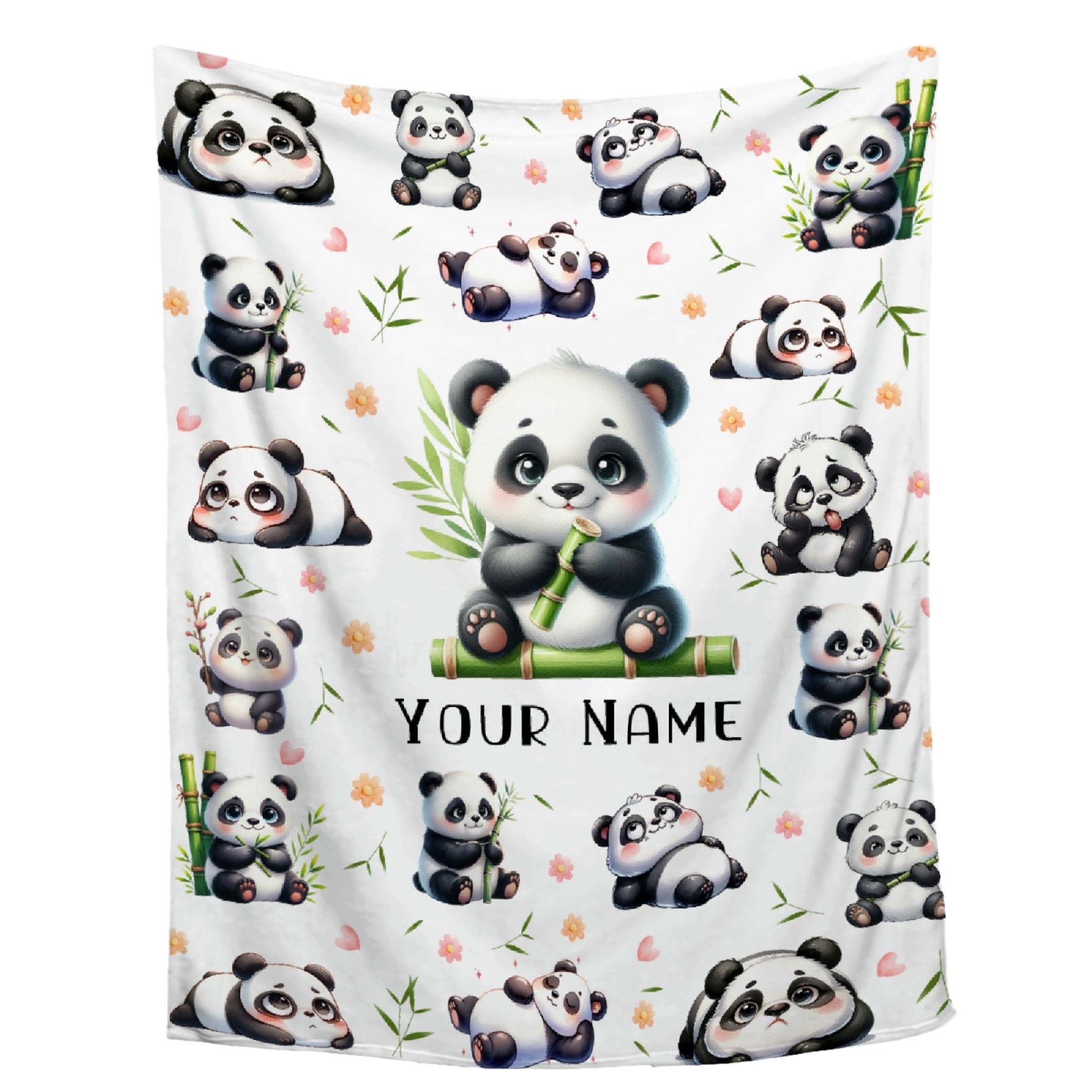 Custom Panda Blanket,Personalized Baby Panda Blanket,Soft Cozy Personalized Name Blankets for Kids, Baby Gift Blankets for Birthday,40"x50"-Throw Size for Kids