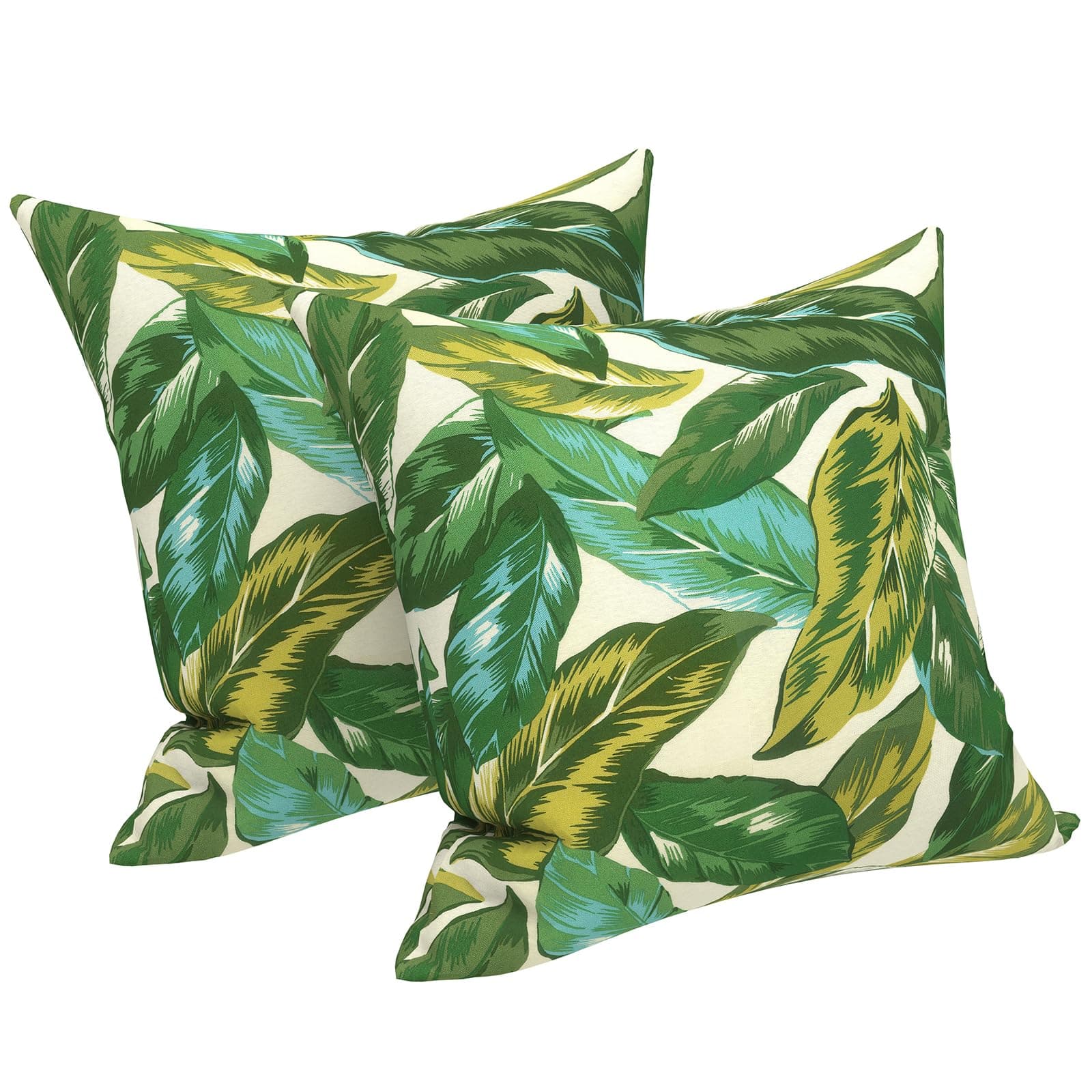 LVTXIII Outdoor Pillow Covers 20x20 Inch, 2 Pack Large Square Throw Pillow Cases, Fade-Resistant Cushion Covers for Patio Furniture Sofa, Garden Porch, Lush Leaf Jungle