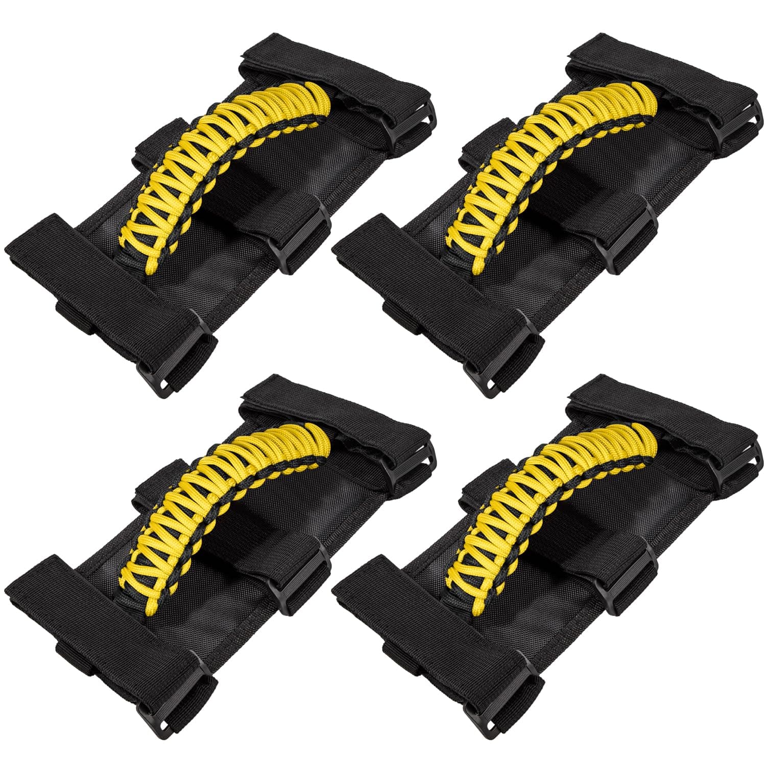 4 x Roll Bar Grab Handles Grip Handle for Jeep Wrangler JK JKU JL JLU TJ YJ Sports Sahara Freedom Rubicon Unlimited Gladiator JT 1955-2023 UTV ATV Premium 550 Paracord Interior Accessories (Yellow)