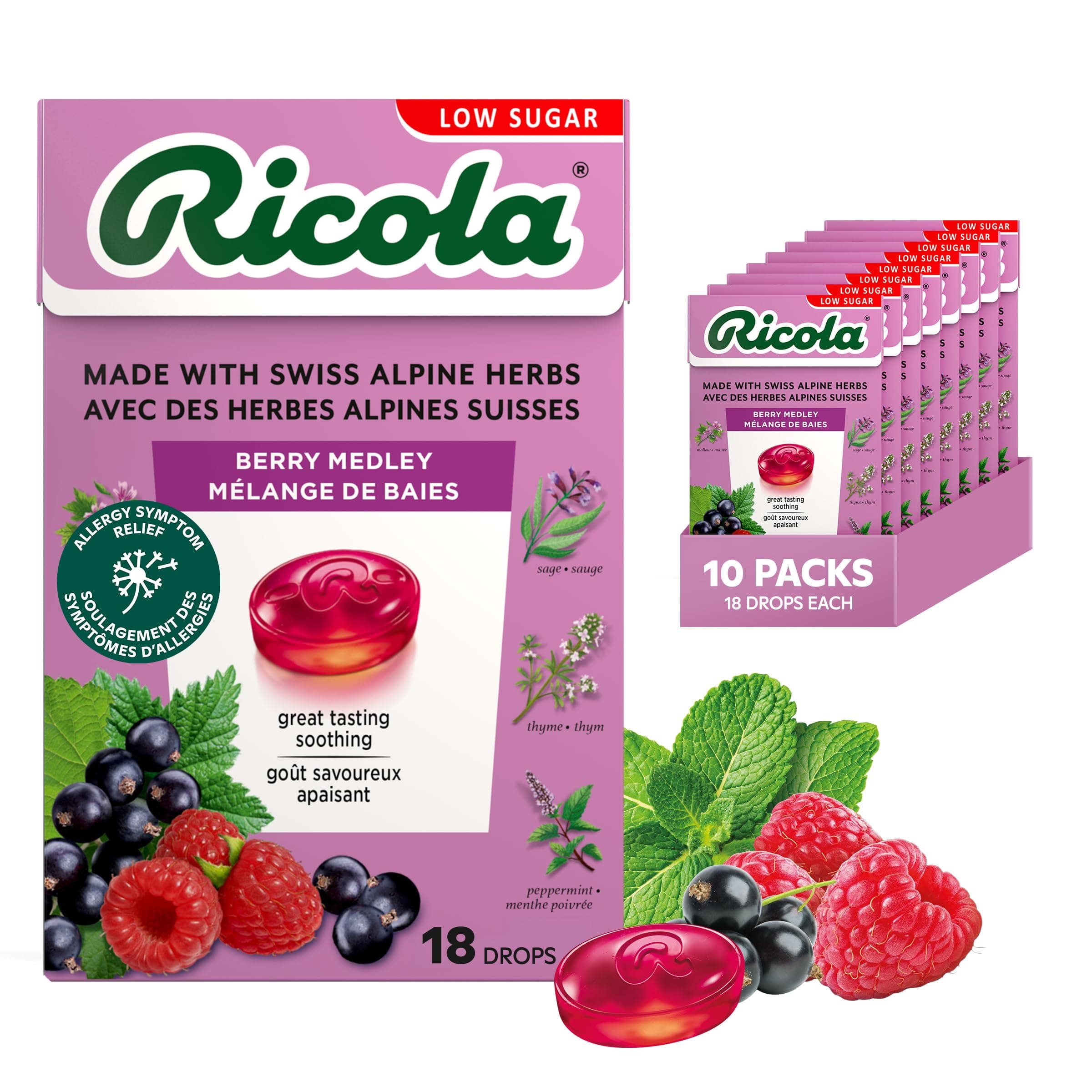 Ricola Berry Medley Herbal Cough Drops - 180 Count