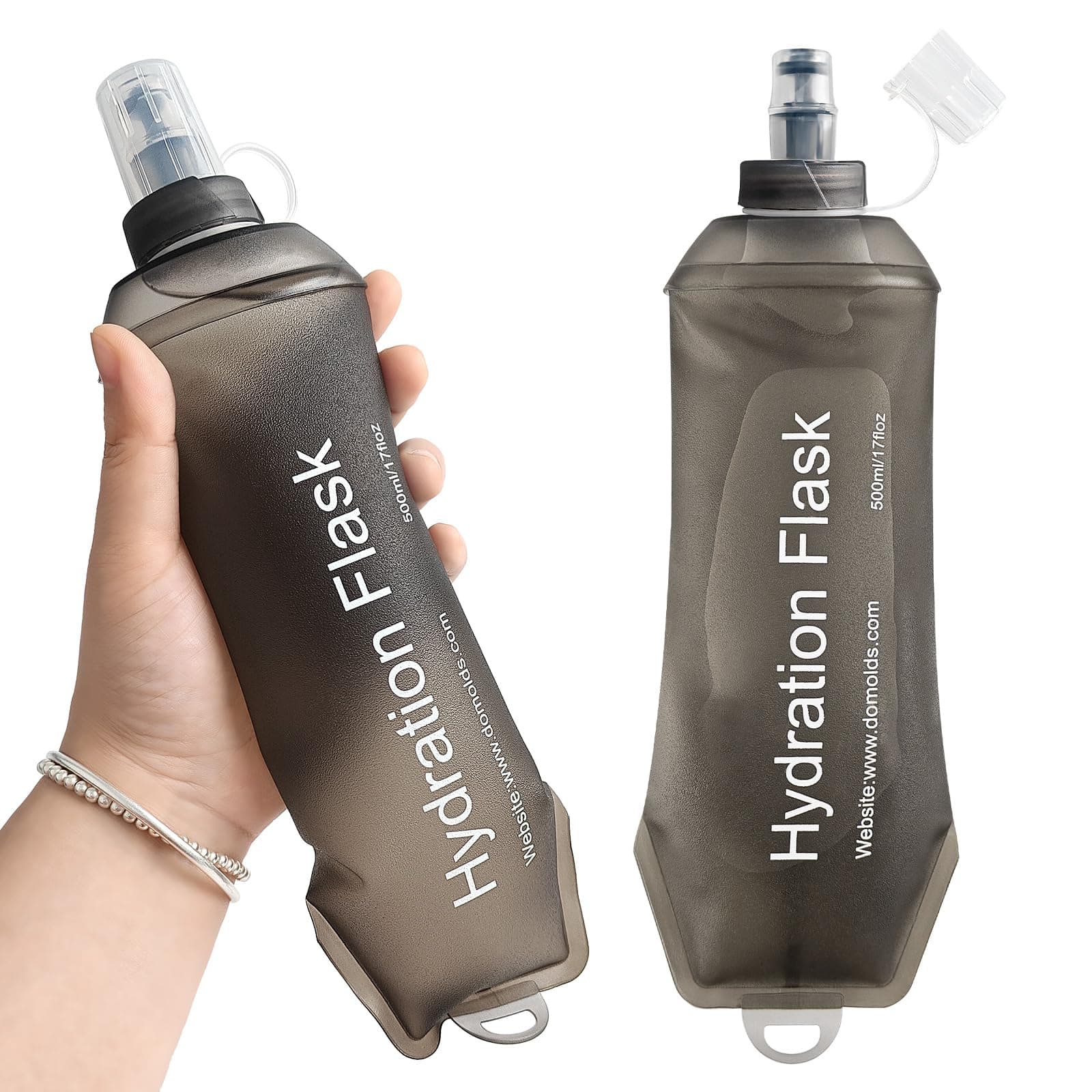GUYI GYGYL Soft Flask Collapsible Water Bottle for Sports, 500ml Grey 2pcs