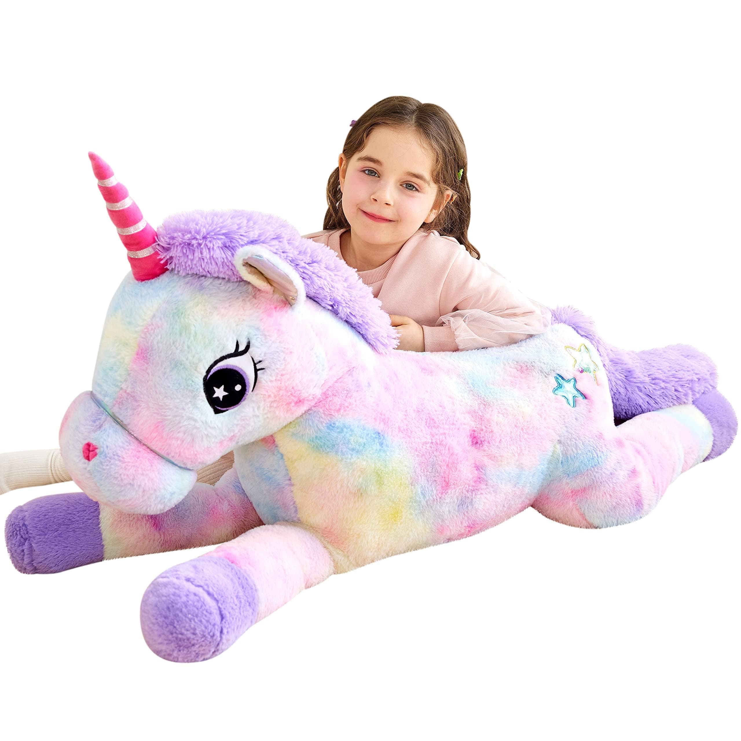 IKASA 43" Giant Unicorn Stuffed Animal,Zipper-Free Plush, Full Stuffing