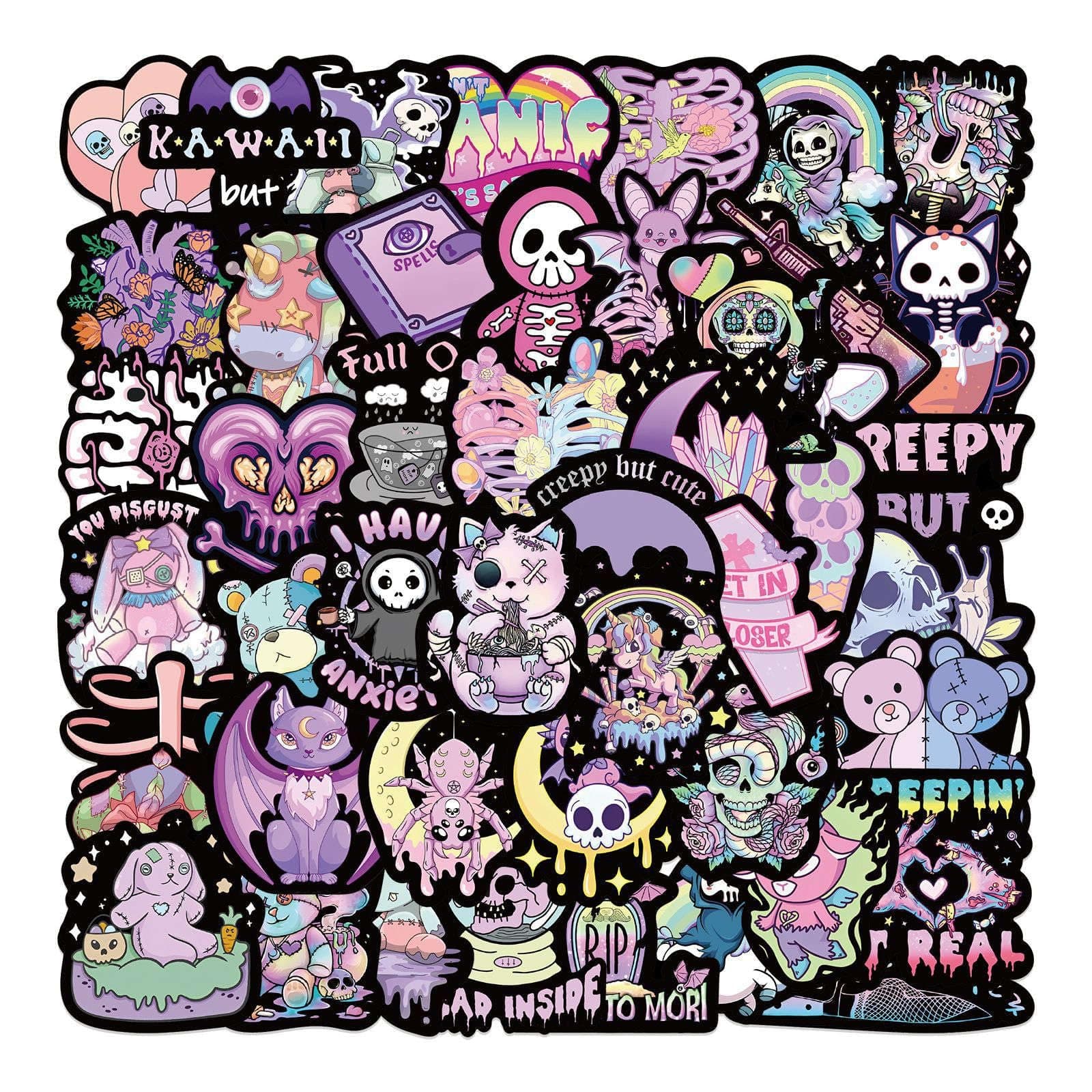 50 Pcs Neo Gothic Style Stickers, Cool Stickers for Laptop, Special Scrapbook Stickers, Matte Waterproof Vinyl Stickers for Water Bottle Skateboard Ipad Phone Luggage, DIY Your Belongings
