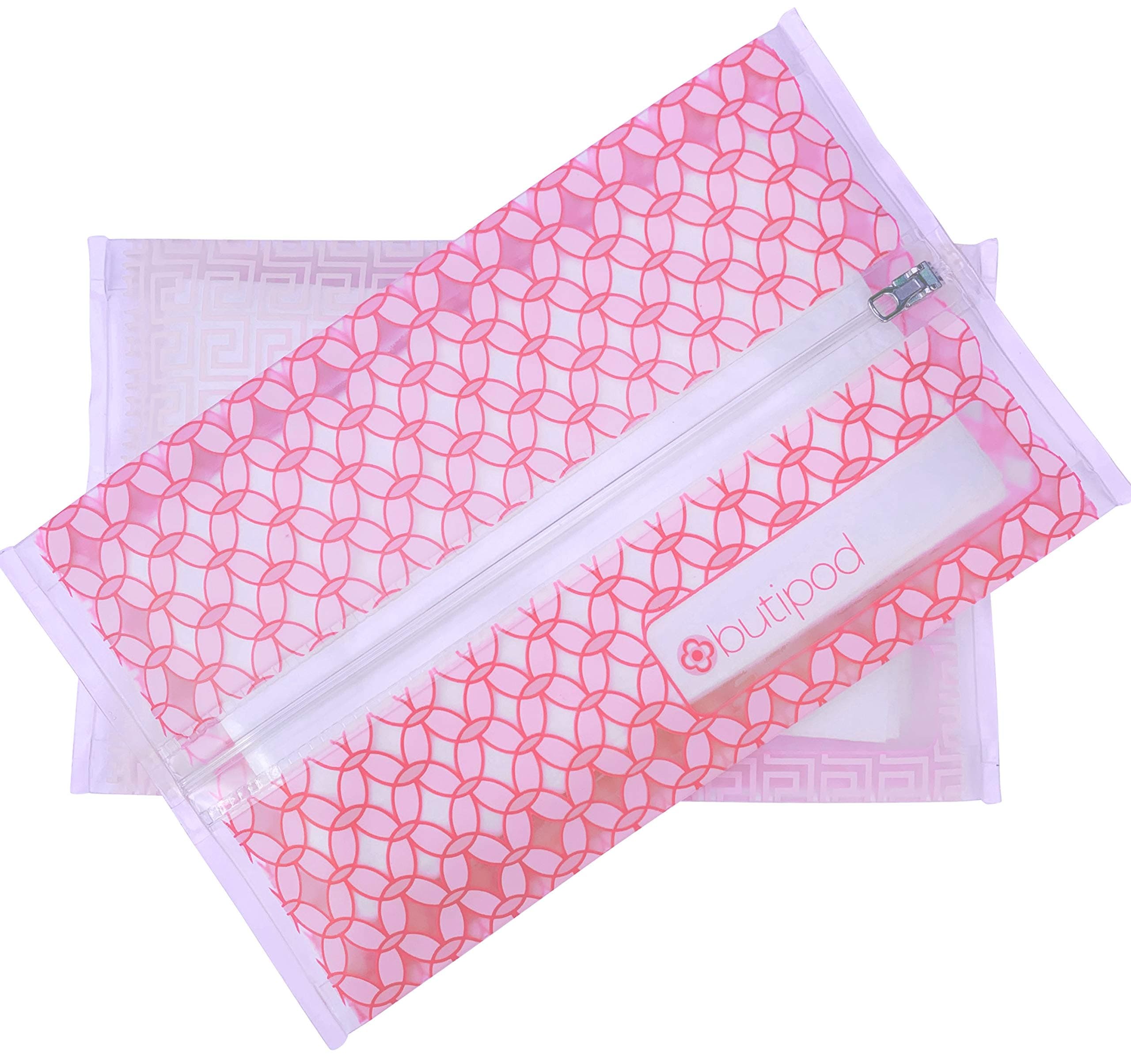 Butipods Reusable Wet Wipe Pouch, Blush Pink Tiles, Set of 2