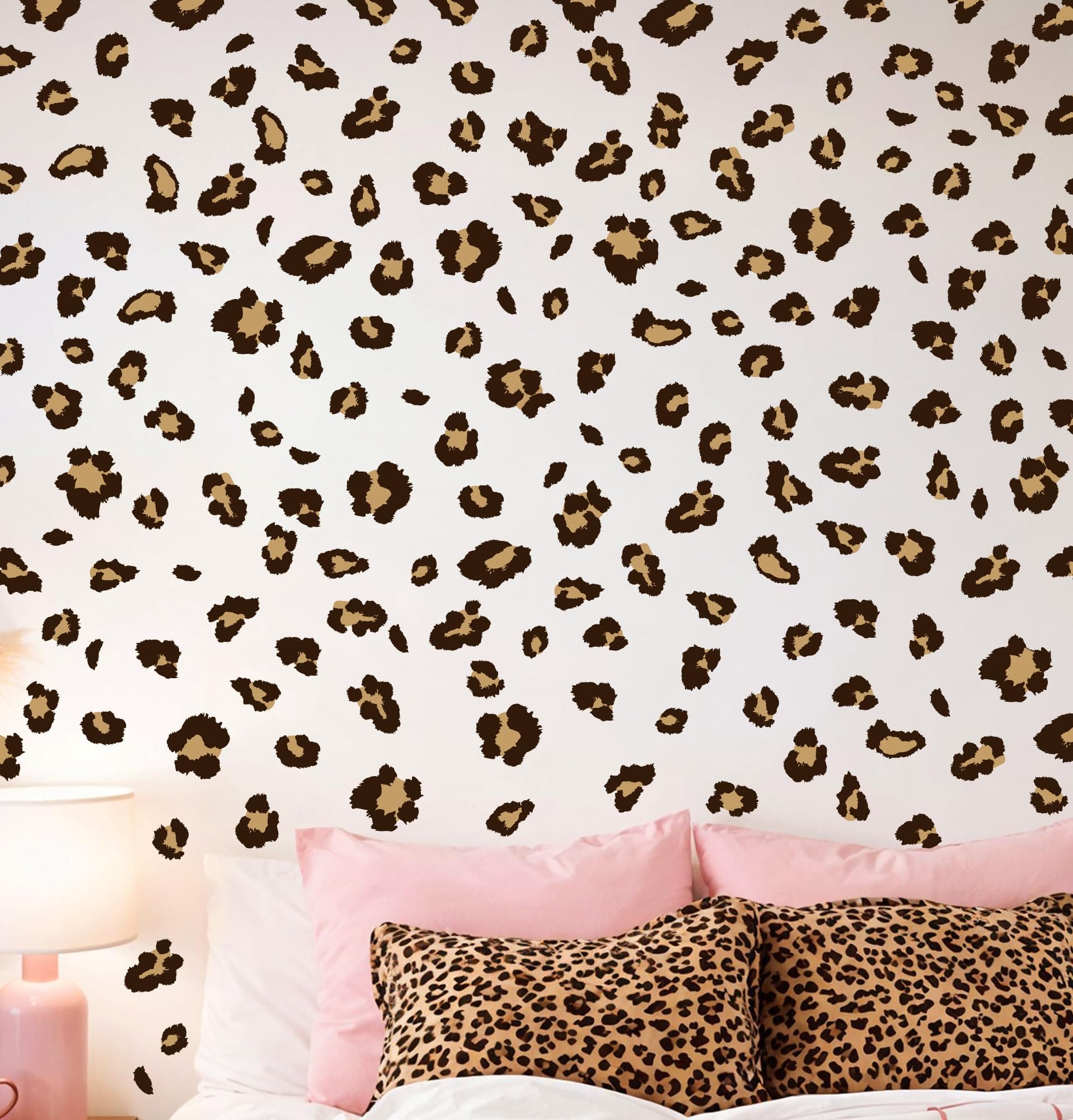 Cheetah Print Wall Decals, Modern Animal Stickers for Bedroom Decor